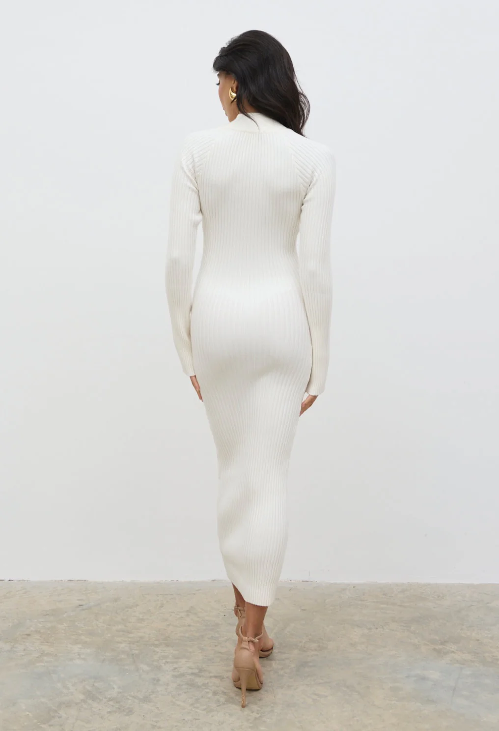 Abbey Knit Midaxi Dress - Cream - Image 5