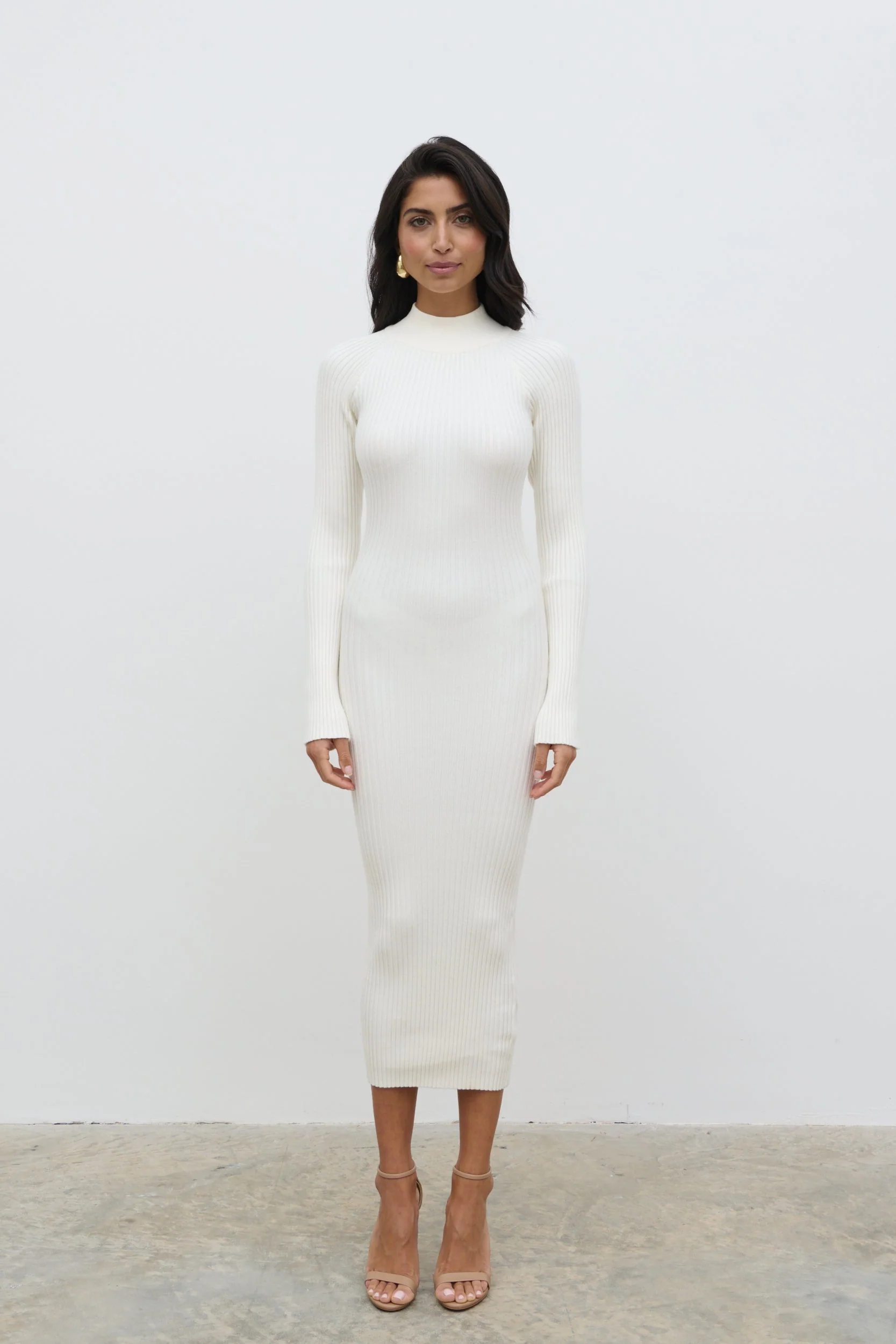 Abbey Knit Midaxi Dress - Cream - Image 6