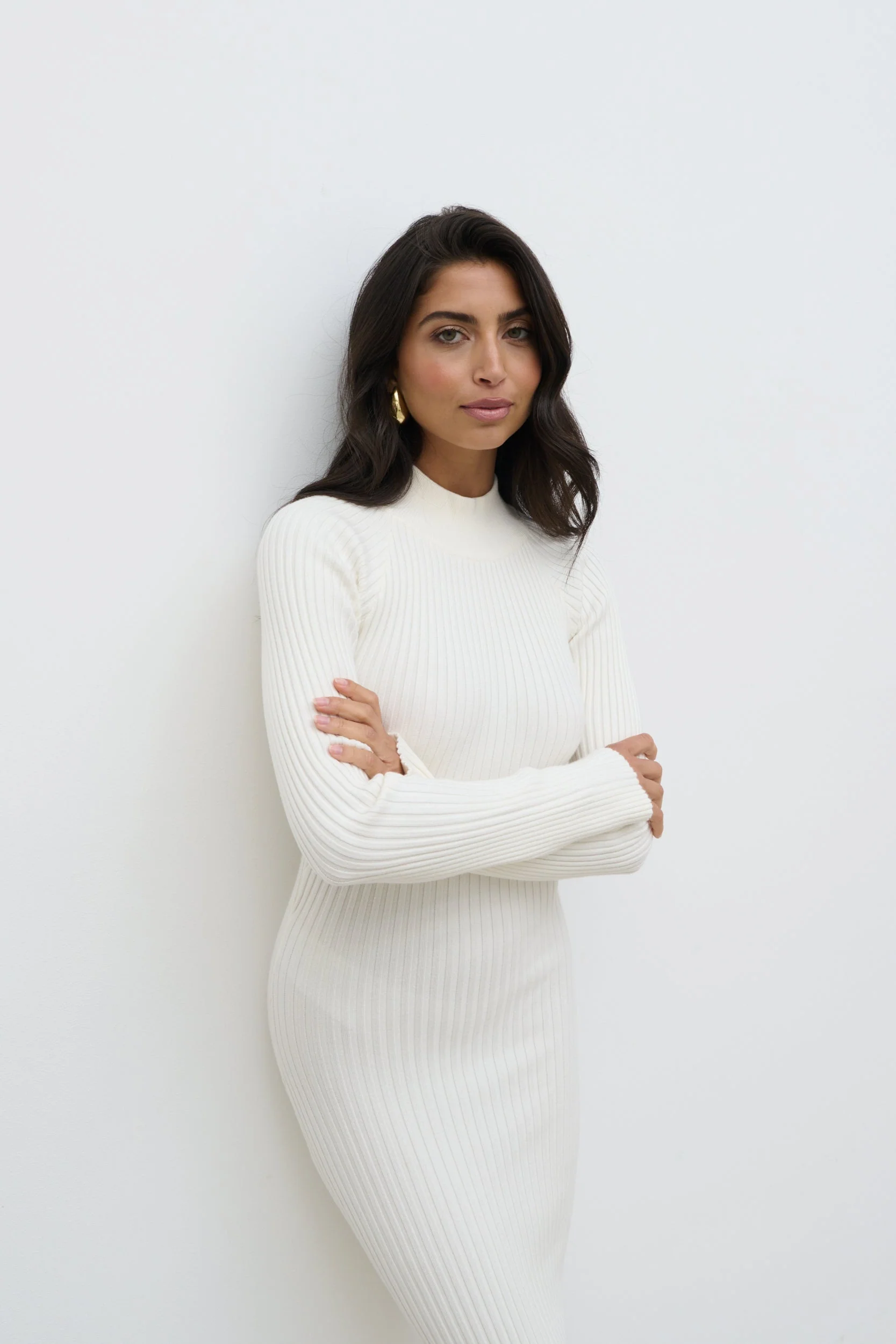 Abbey Knit Midaxi Dress - Cream - Image 7