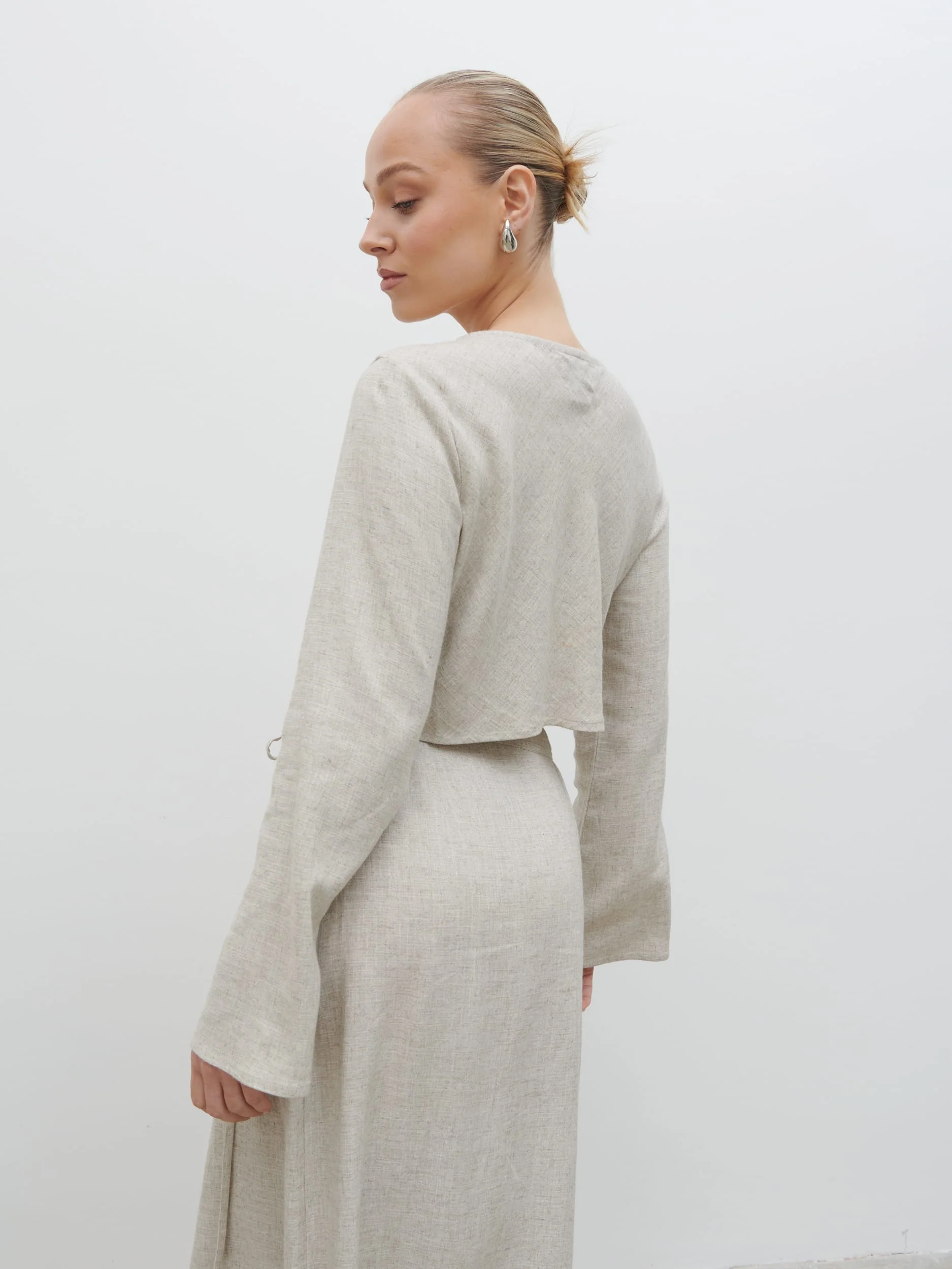 Abigail Button Front Linen Blouse - Natural - Image 4