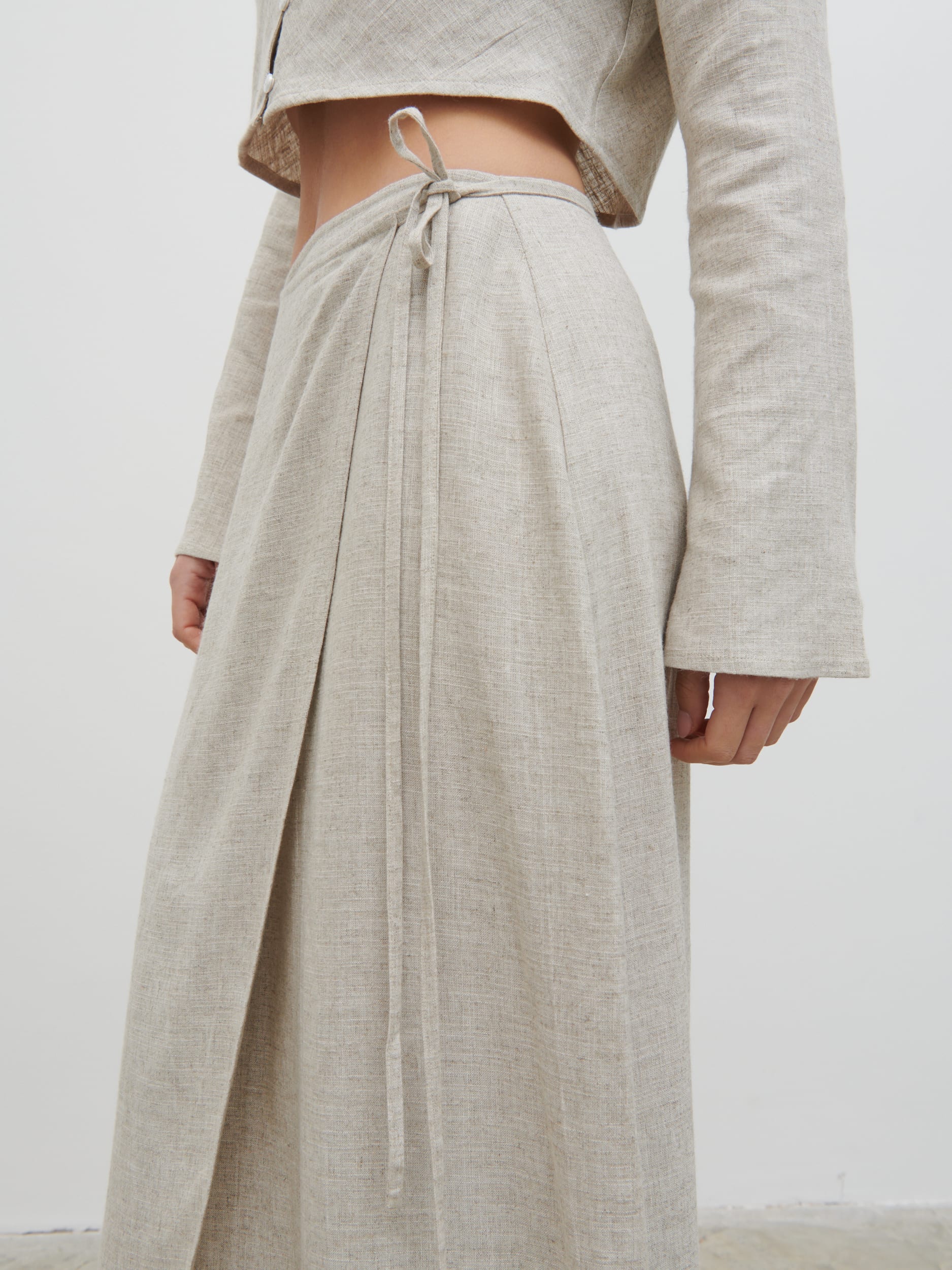 Abigail Wrap Linen Midaxi Skirt - Natural - Image 4