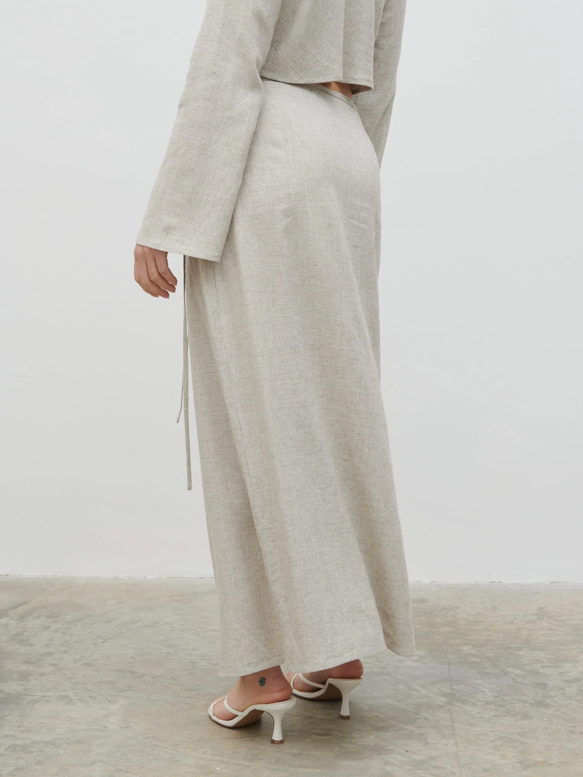Abigail Wrap Linen Midaxi Skirt - Natural - Image 5
