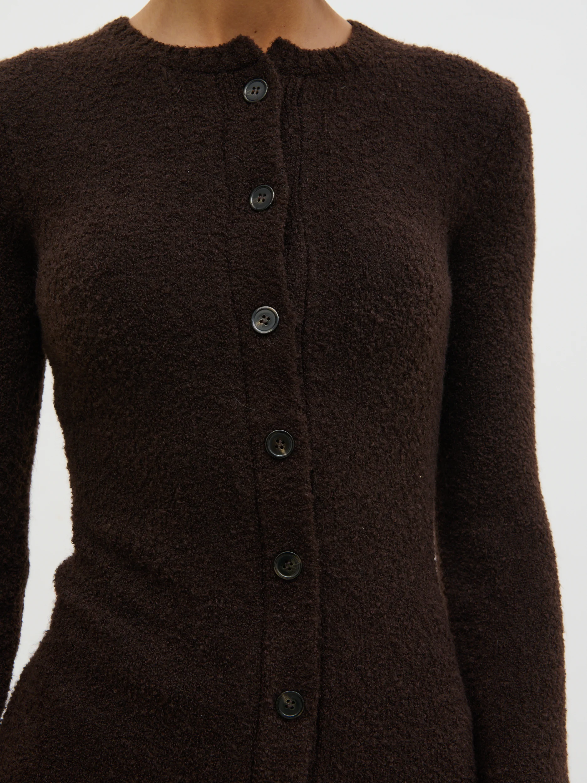 Aida Mini Button Down Knit Dress - Brown - Image 7