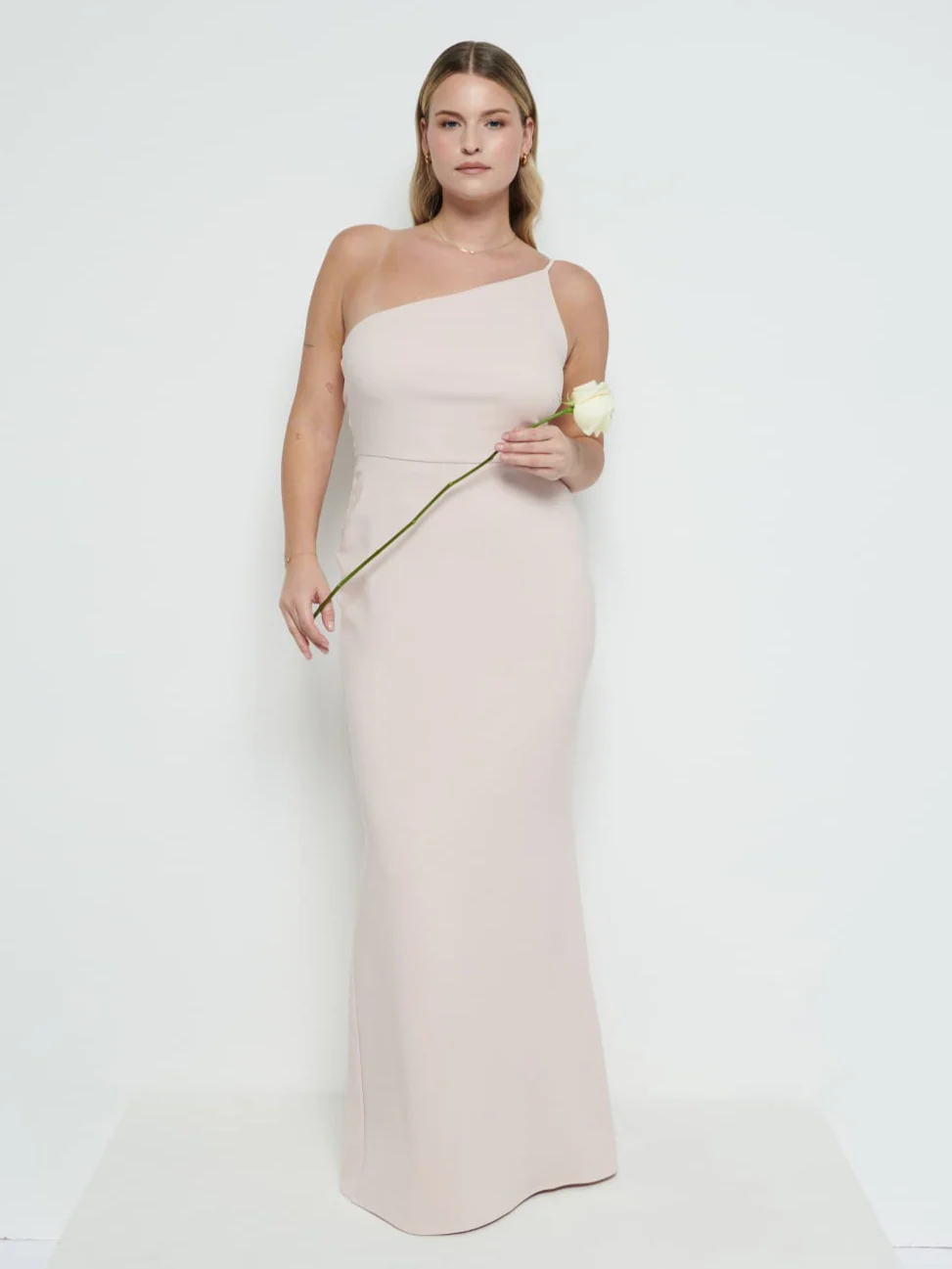 Amelia Crepe Maxi Bridesmaid Dress - Blush