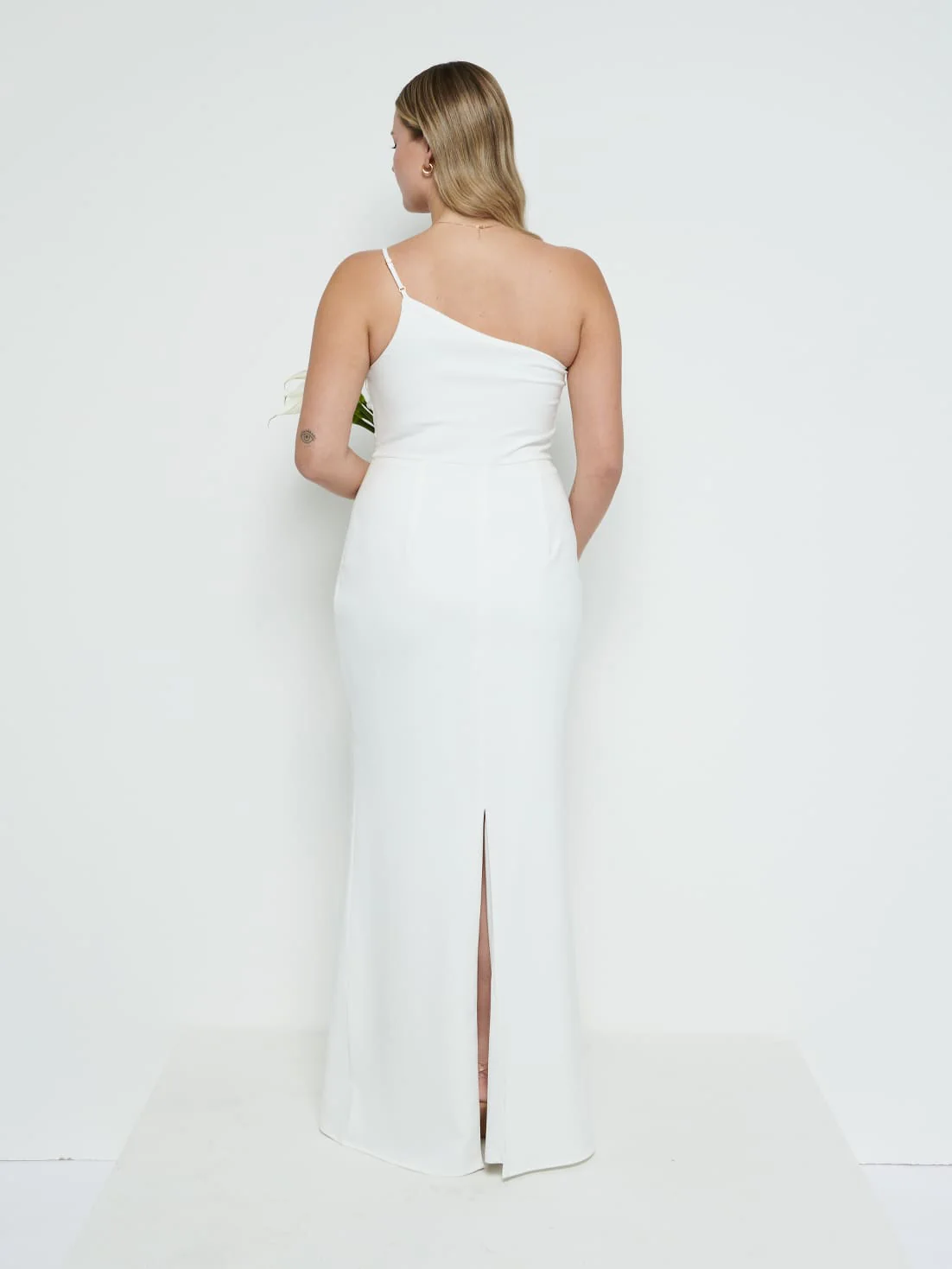Amelia Crepe Maxi Bridesmaid Dress - Ivory - Image 3