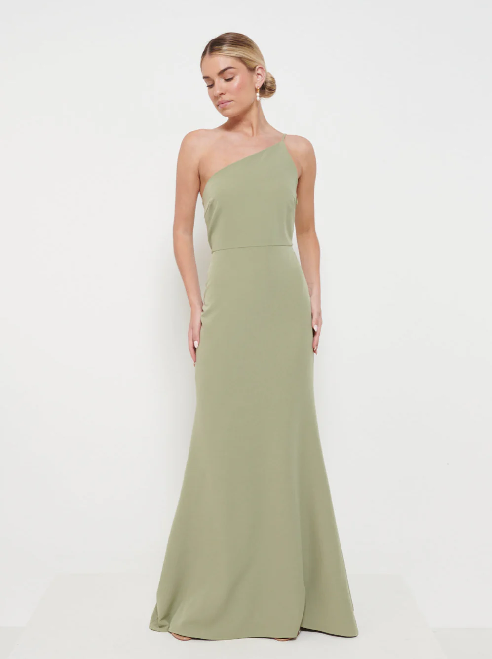 Amelia Crepe Maxi Bridesmaid Dress - Olive