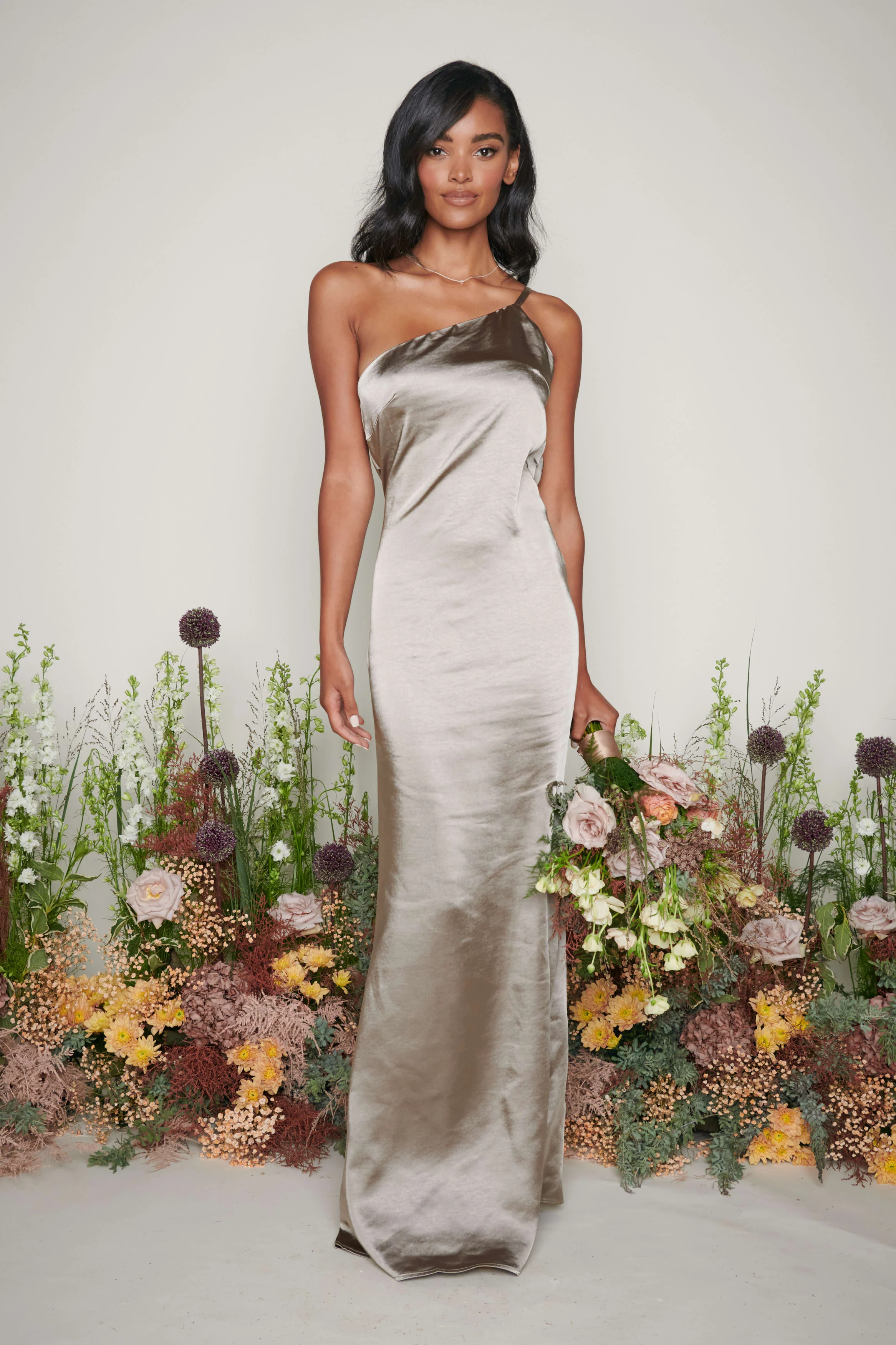 Amelia Maxi Bridesmaid Dress - Matte Olive Grey - Image 2