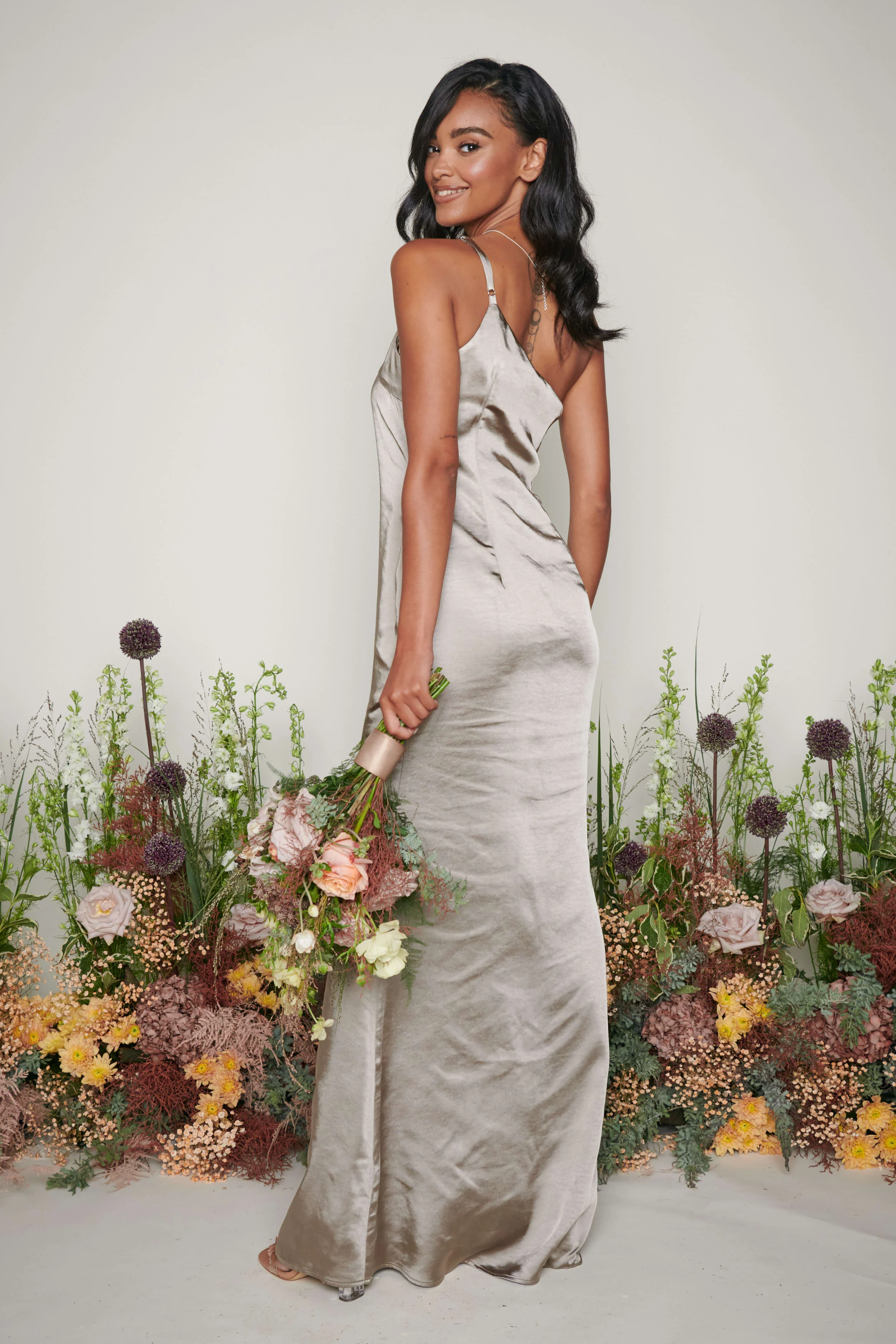 Amelia Maxi Bridesmaid Dress - Matte Olive Grey - Image 3