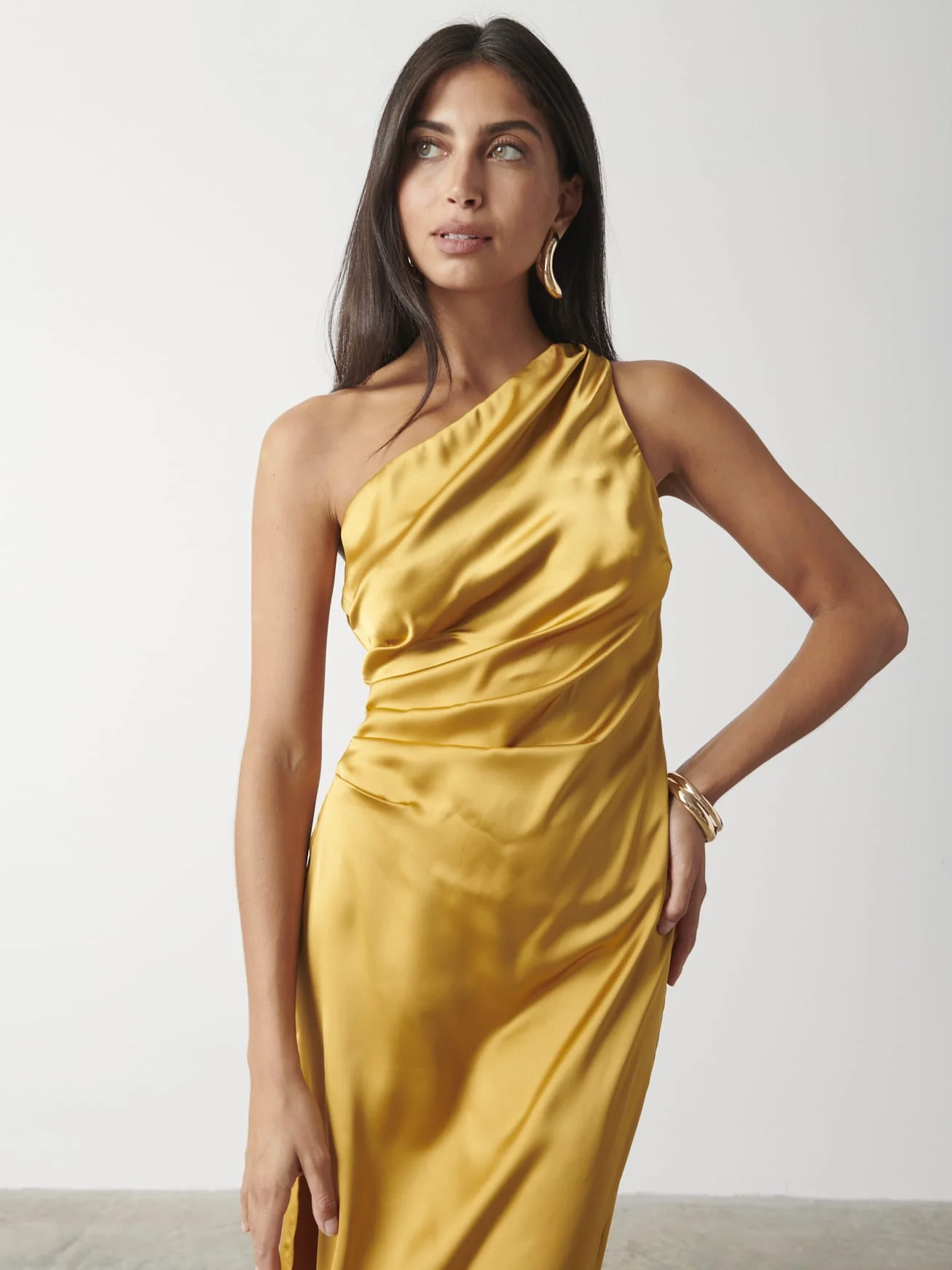 Amelia Ruched Midaxi Dress - Saffron - Image 3