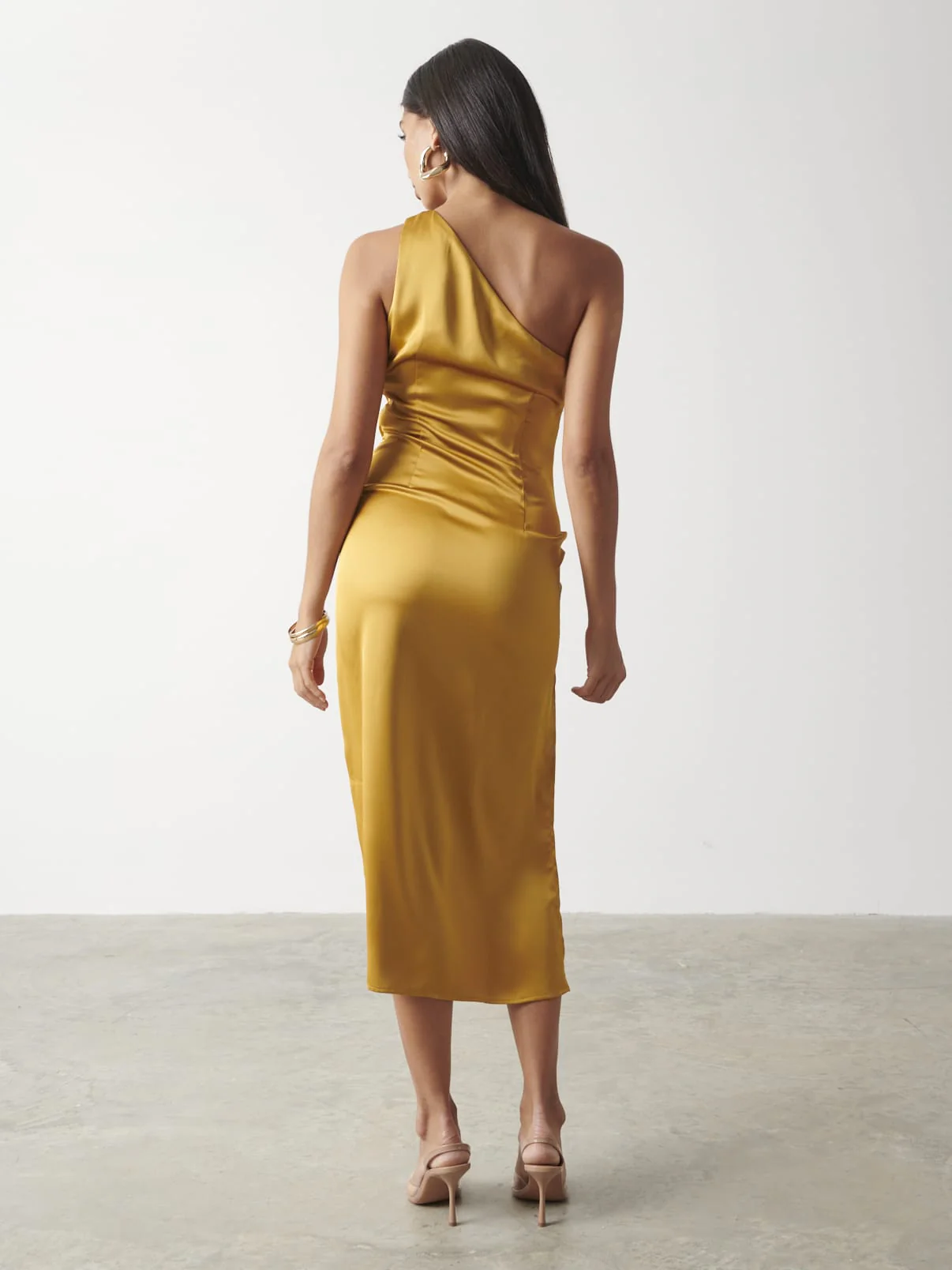 Amelia Ruched Midaxi Dress - Saffron - Image 5