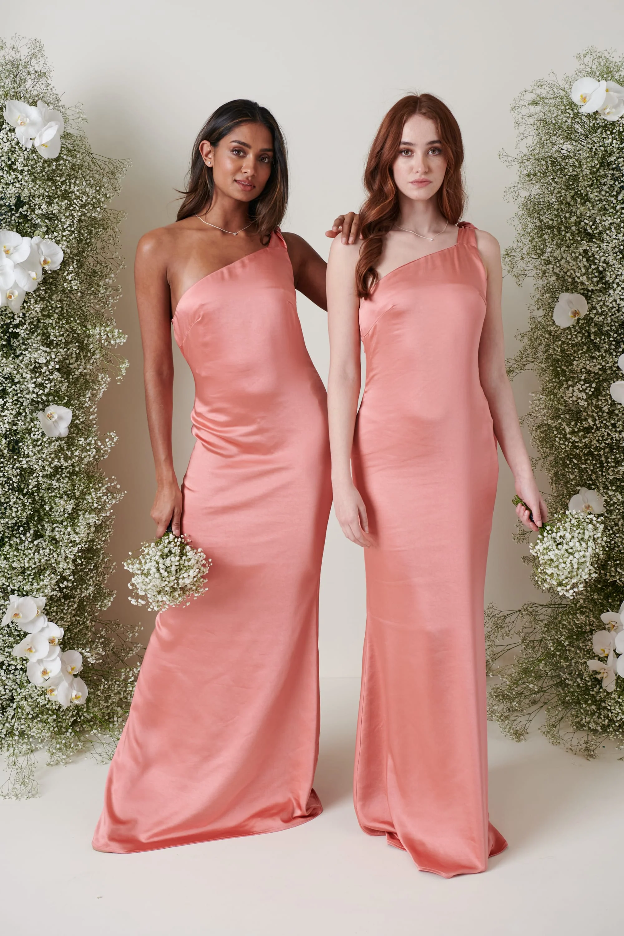 Amelia Tie Maxi Bridesmaid Dress - Matte Apricot Pink - Image 4