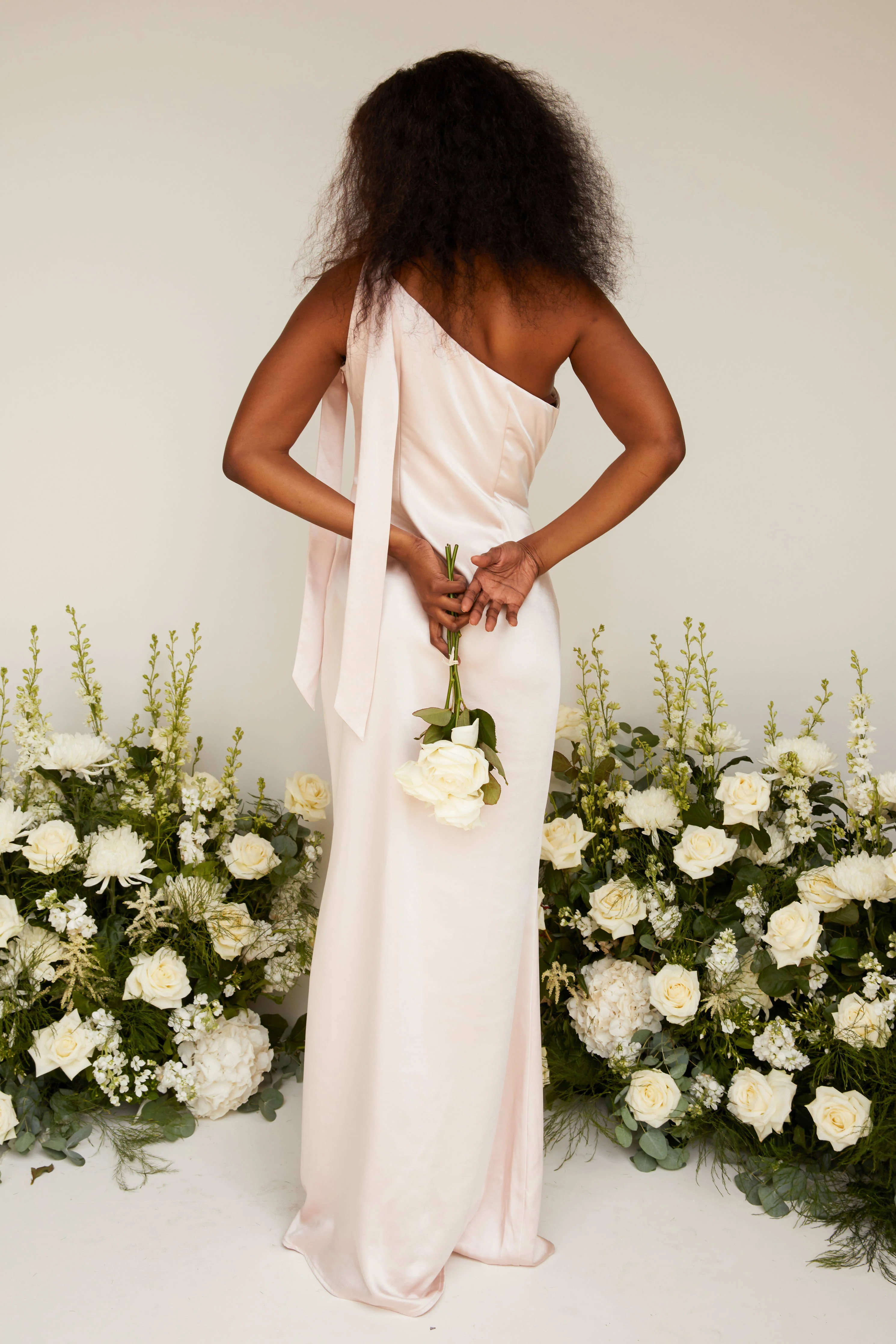 Amelia Tie Maxi Bridesmaid Dress - Matte Blush - Image 3