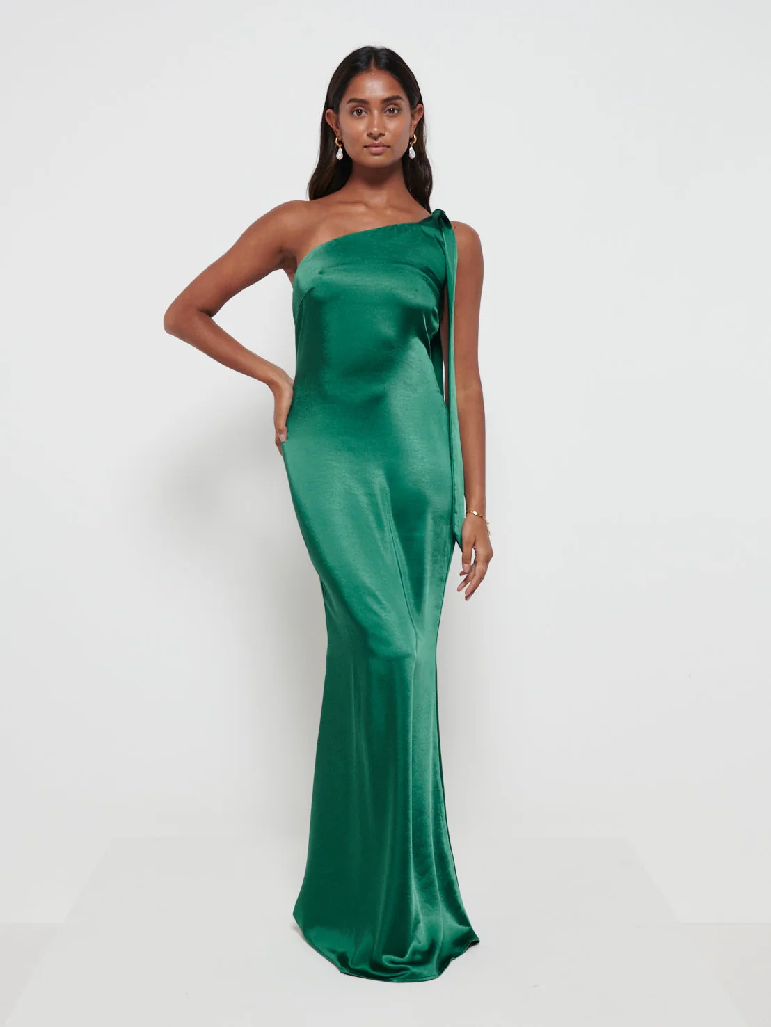 Amelia Tie Maxi Bridesmaid Dress - Matte Emerald