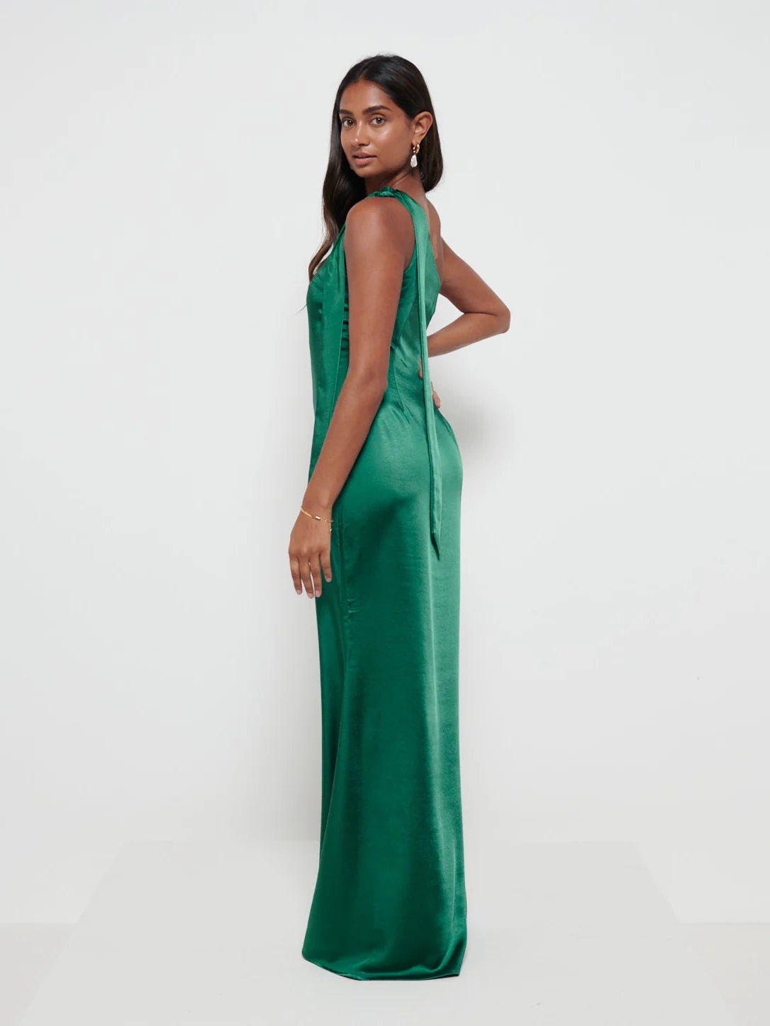 Amelia Tie Maxi Bridesmaid Dress - Matte Emerald - Image 3