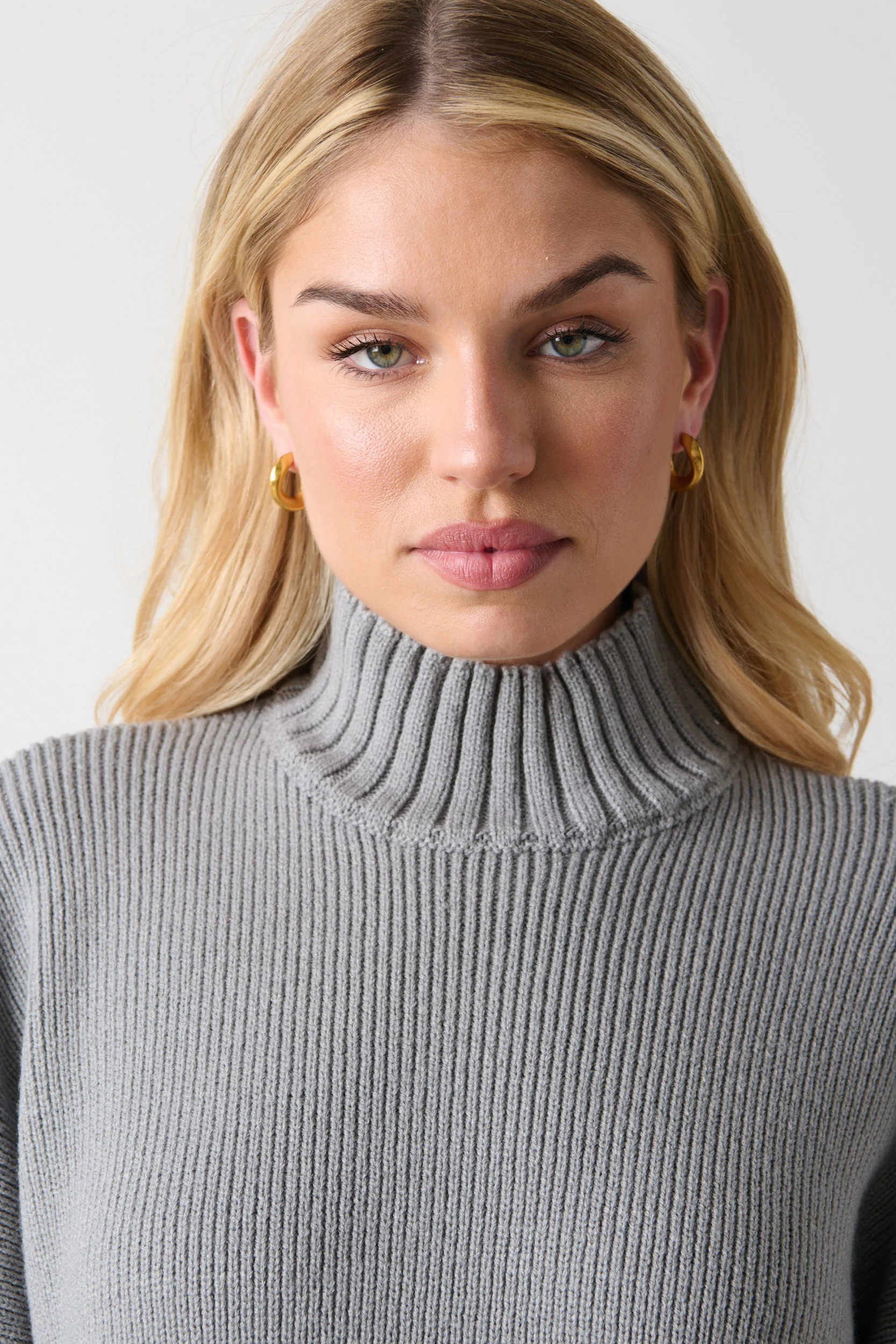 Amory Grown Neck Knit Jumper - Grey - Image 3