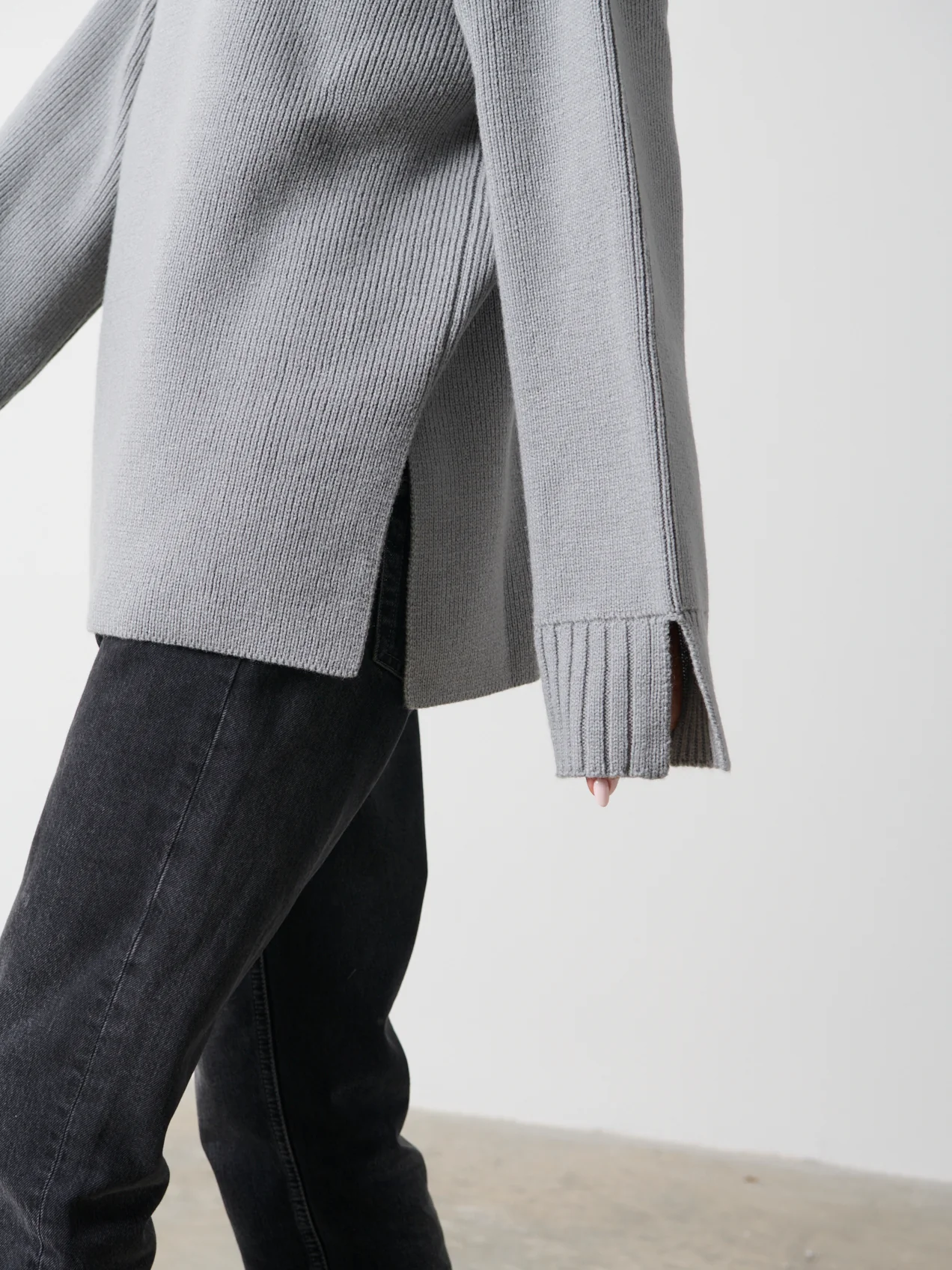 Amory Grown Neck Knit Jumper - Grey - Image 5