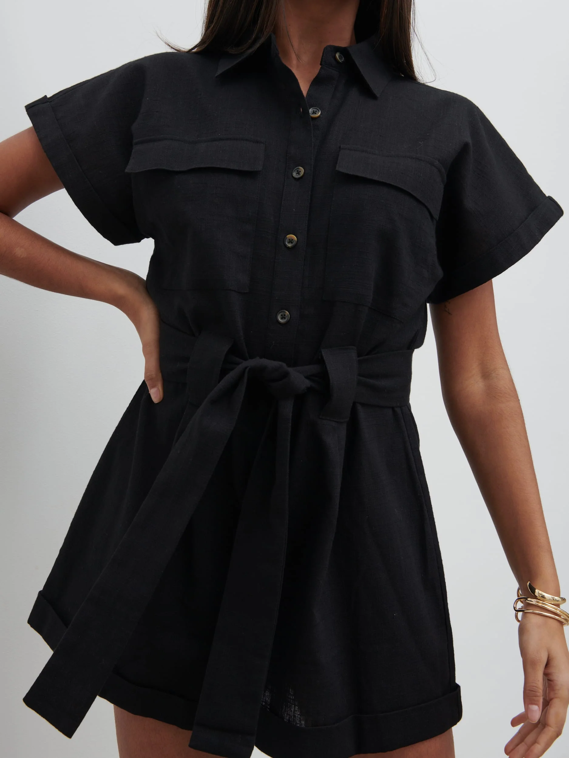 Anica Utility Playsuit - Black - Image 3