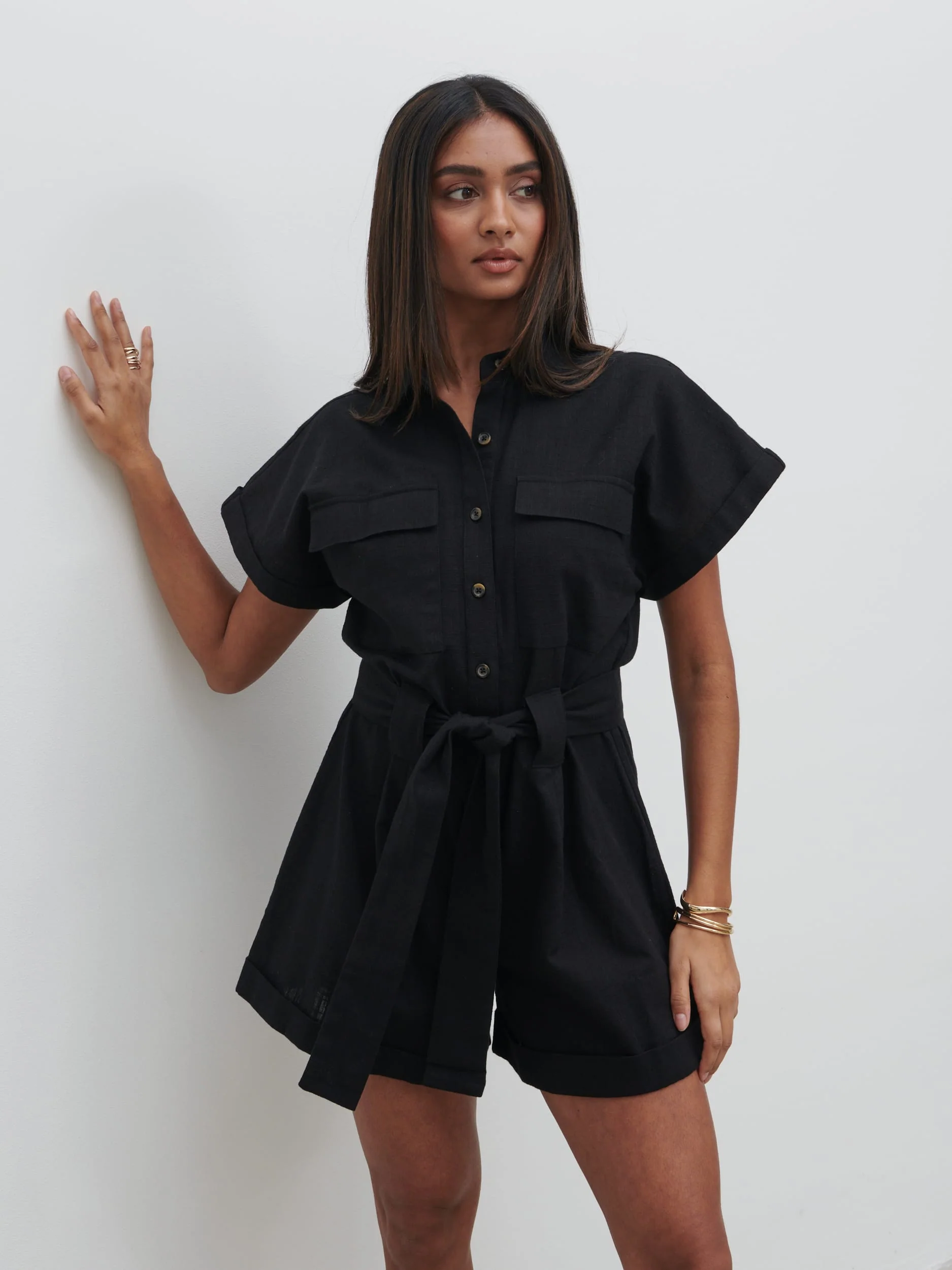 Anica Utility Playsuit - Black - Image 4