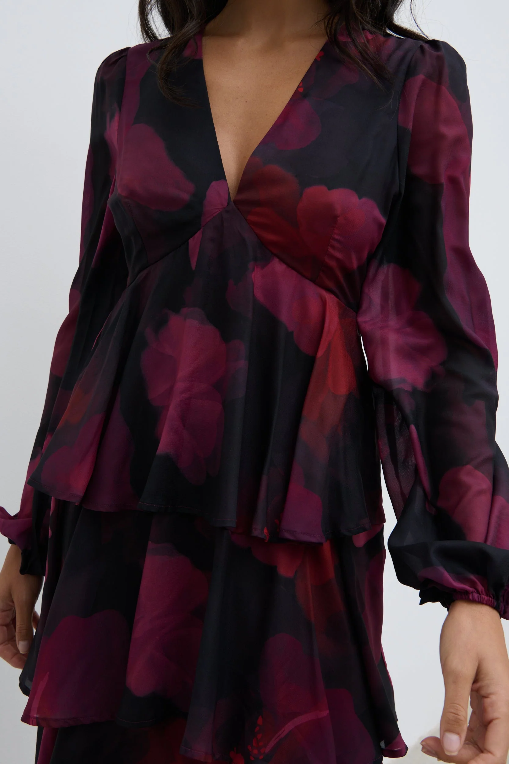 Ashton Ruffle Midi Dress - Berry - Image 8