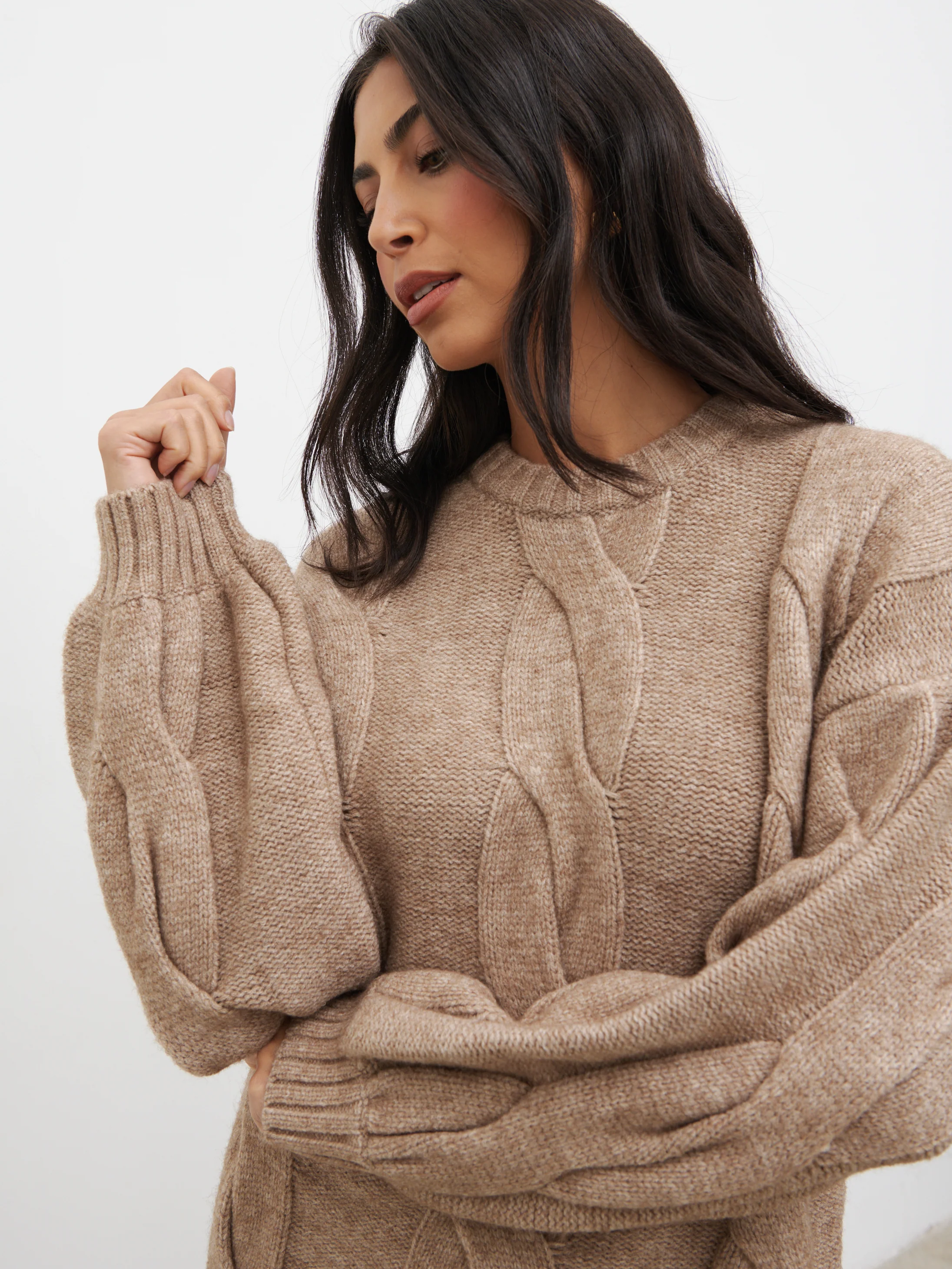 Atlantic Chunky Cable Knit Jumper - Beige