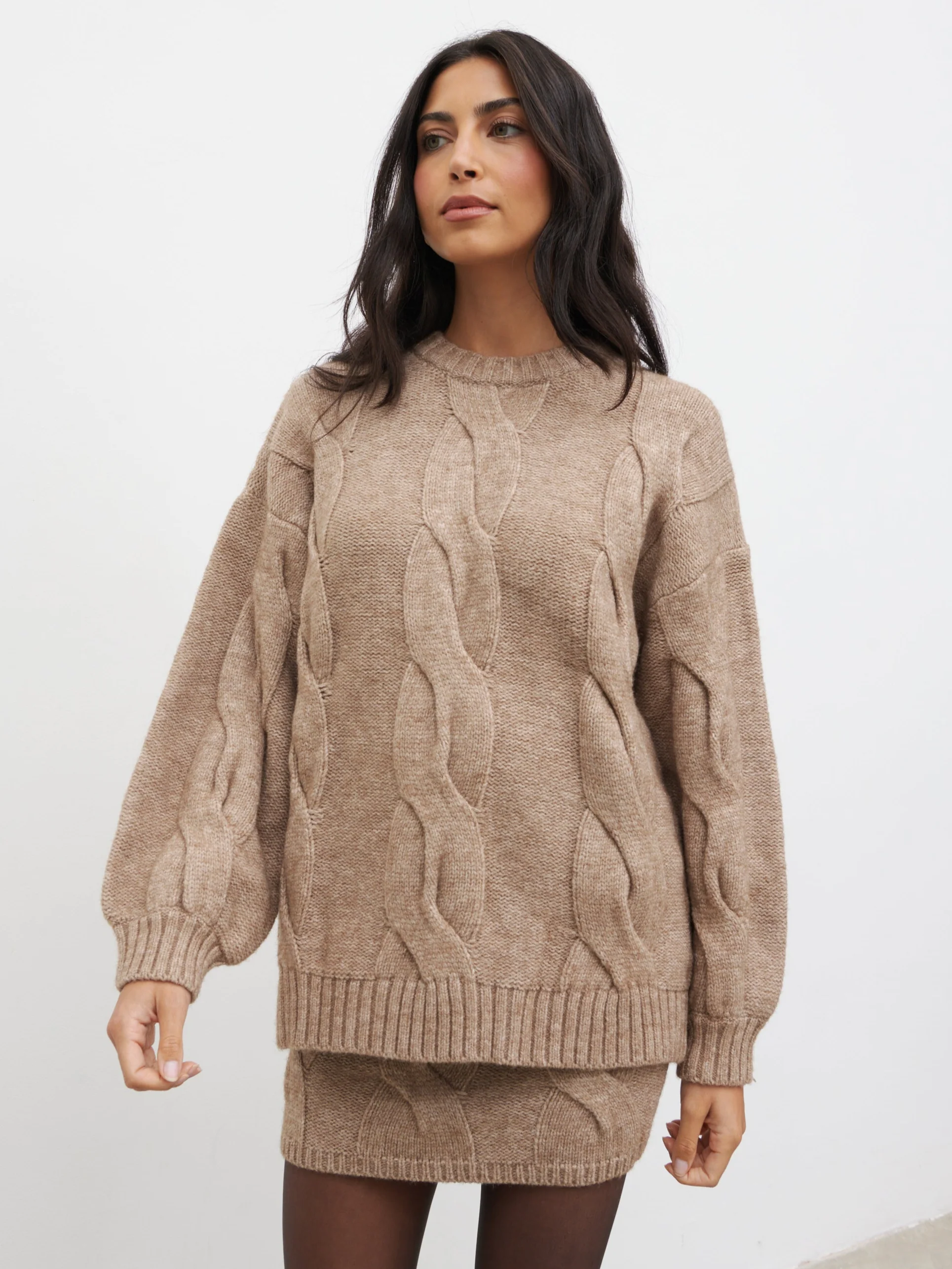 Atlantic Chunky Cable Knit Jumper - Beige - Image 4