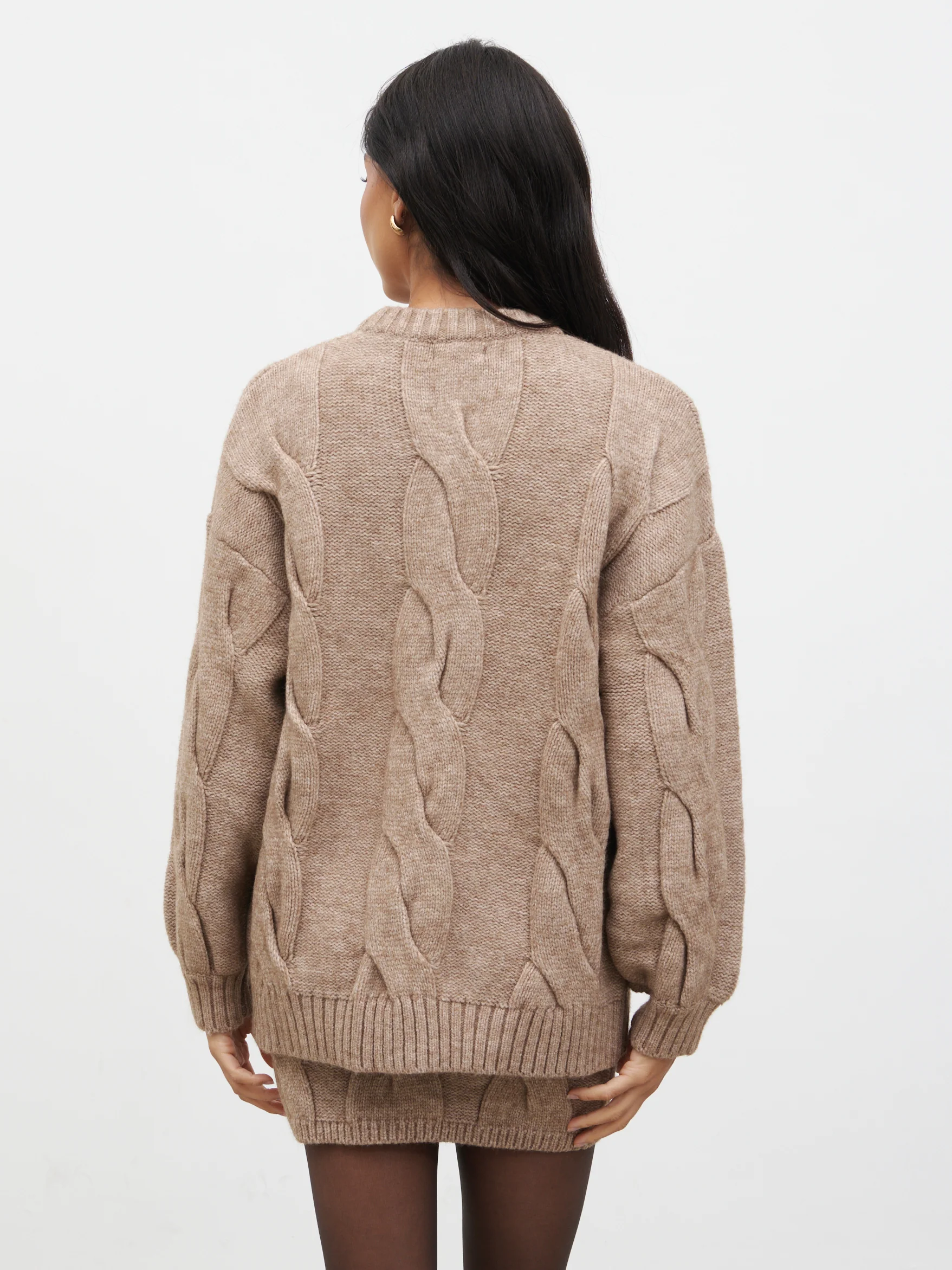 Atlantic Chunky Cable Knit Jumper - Beige - Image 6