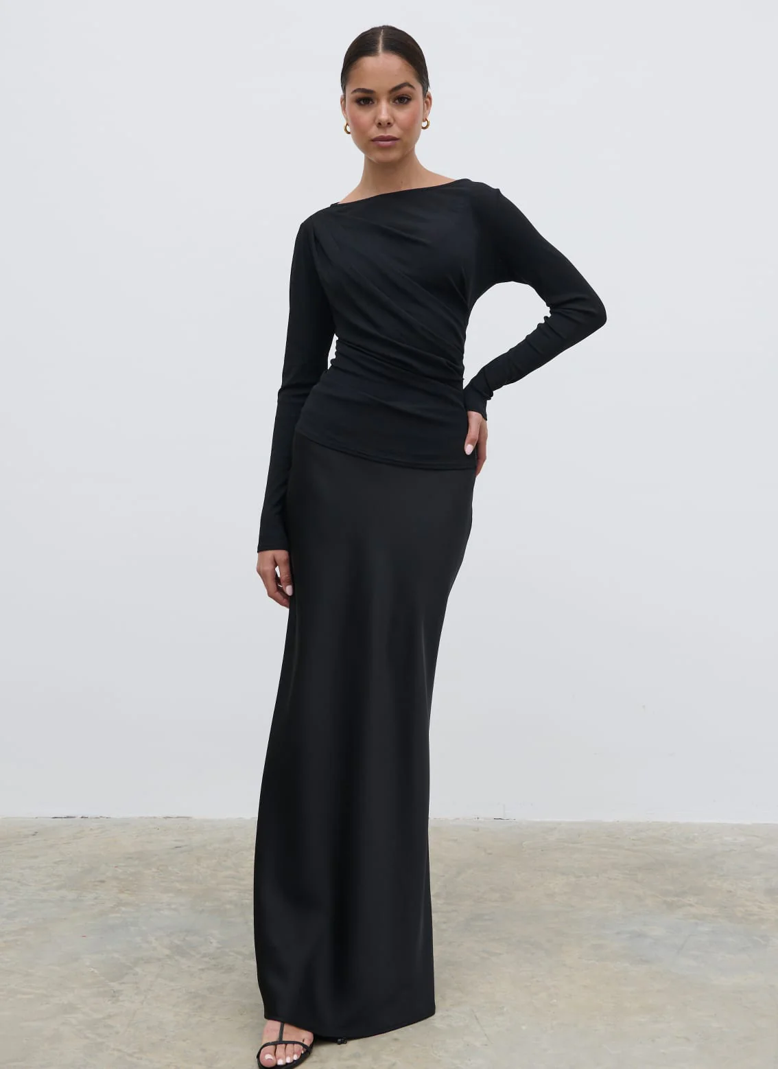 Aubrie Semi-Sheer Jersey Top - Black - Image 6