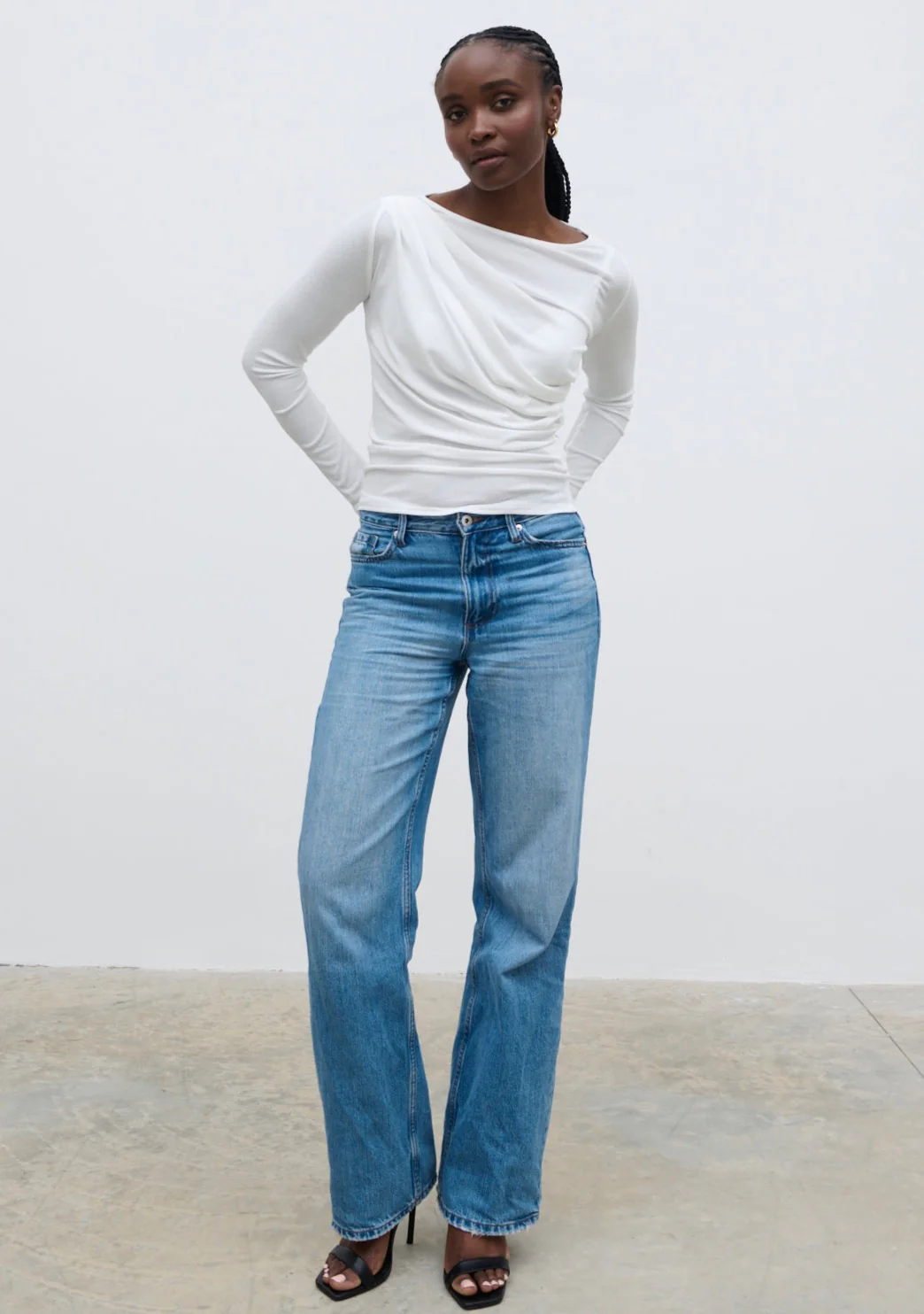 Aubrie Semi-Sheer Jersey Top - White - Image 3