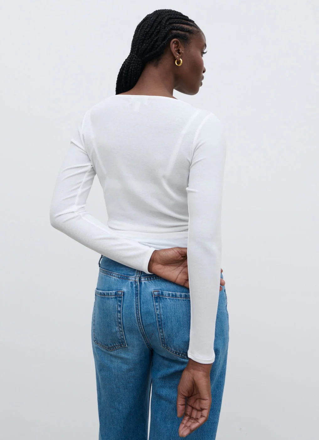 Aubrie Semi-Sheer Jersey Top - White - Image 4