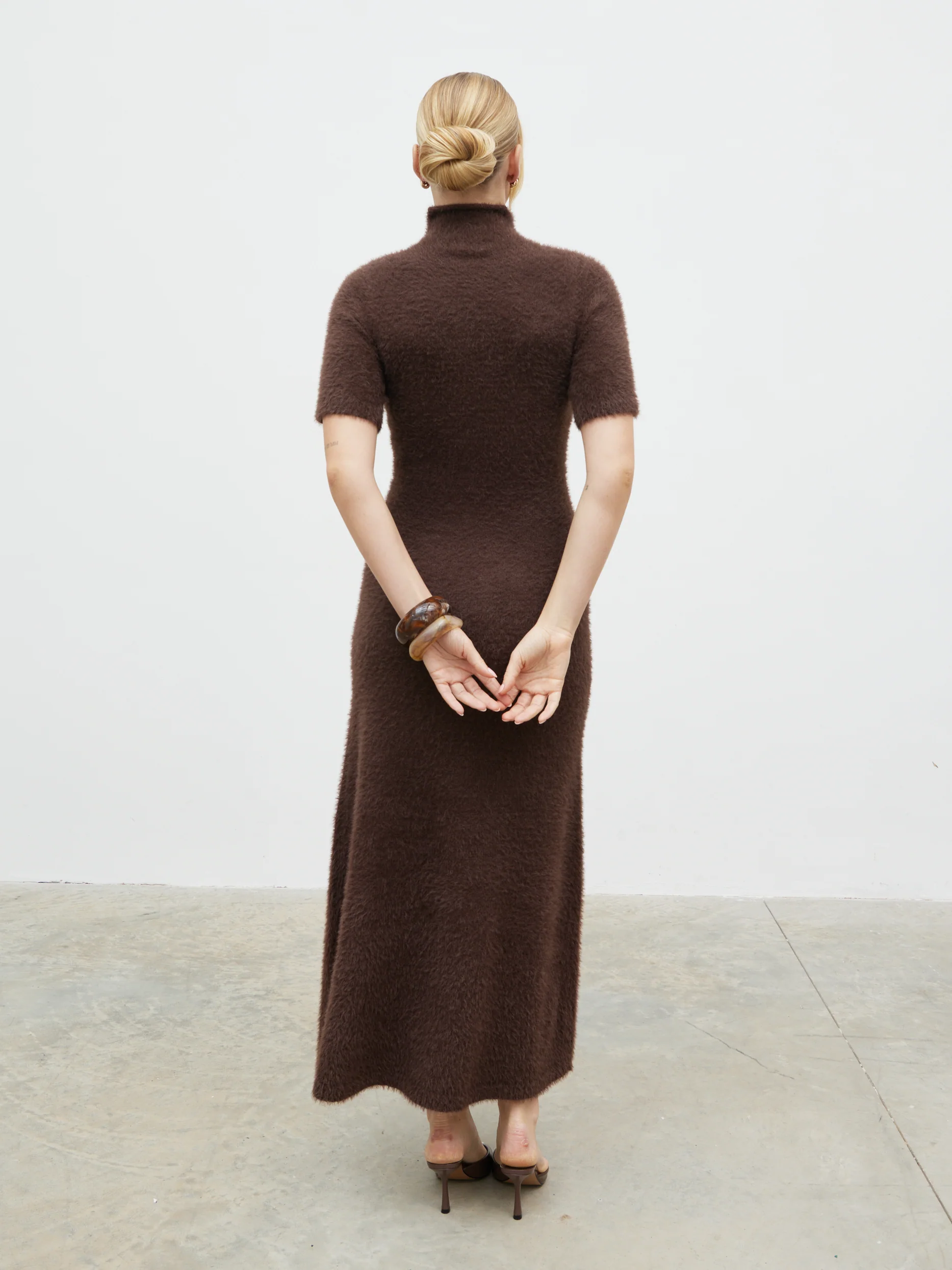 Belisse Short Sleeve Knit Midaxi Dress - Chocolate - Image 6