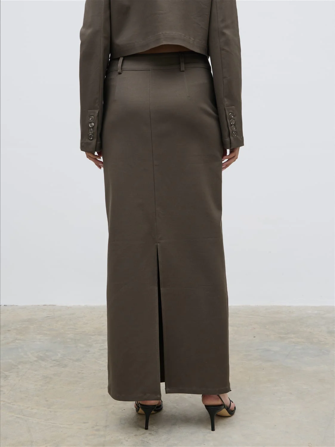 Brady Tailored Maxi Skirt - Taupe - Image 4