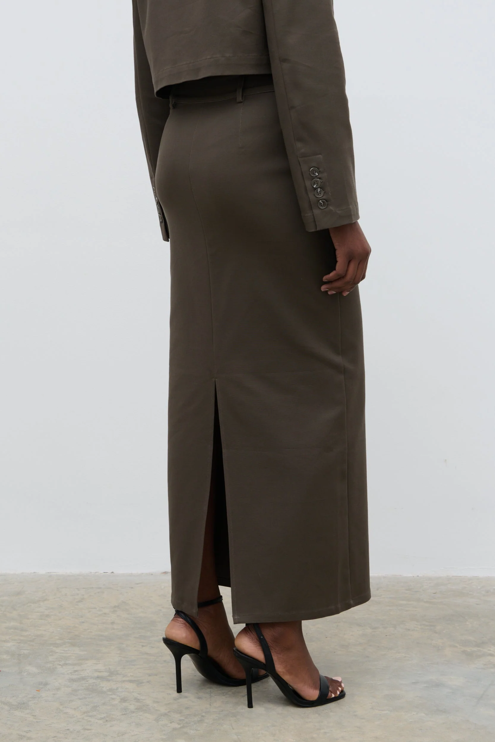 Brady Tailored Maxi Skirt - Taupe - Image 6