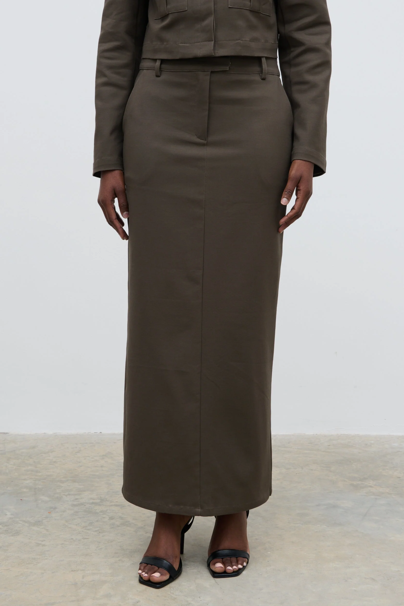 Brady Tailored Maxi Skirt - Taupe - Image 7