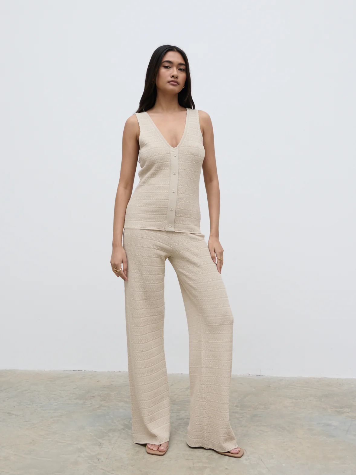 Bridget Crochet Knit Top - Beige - Image 4