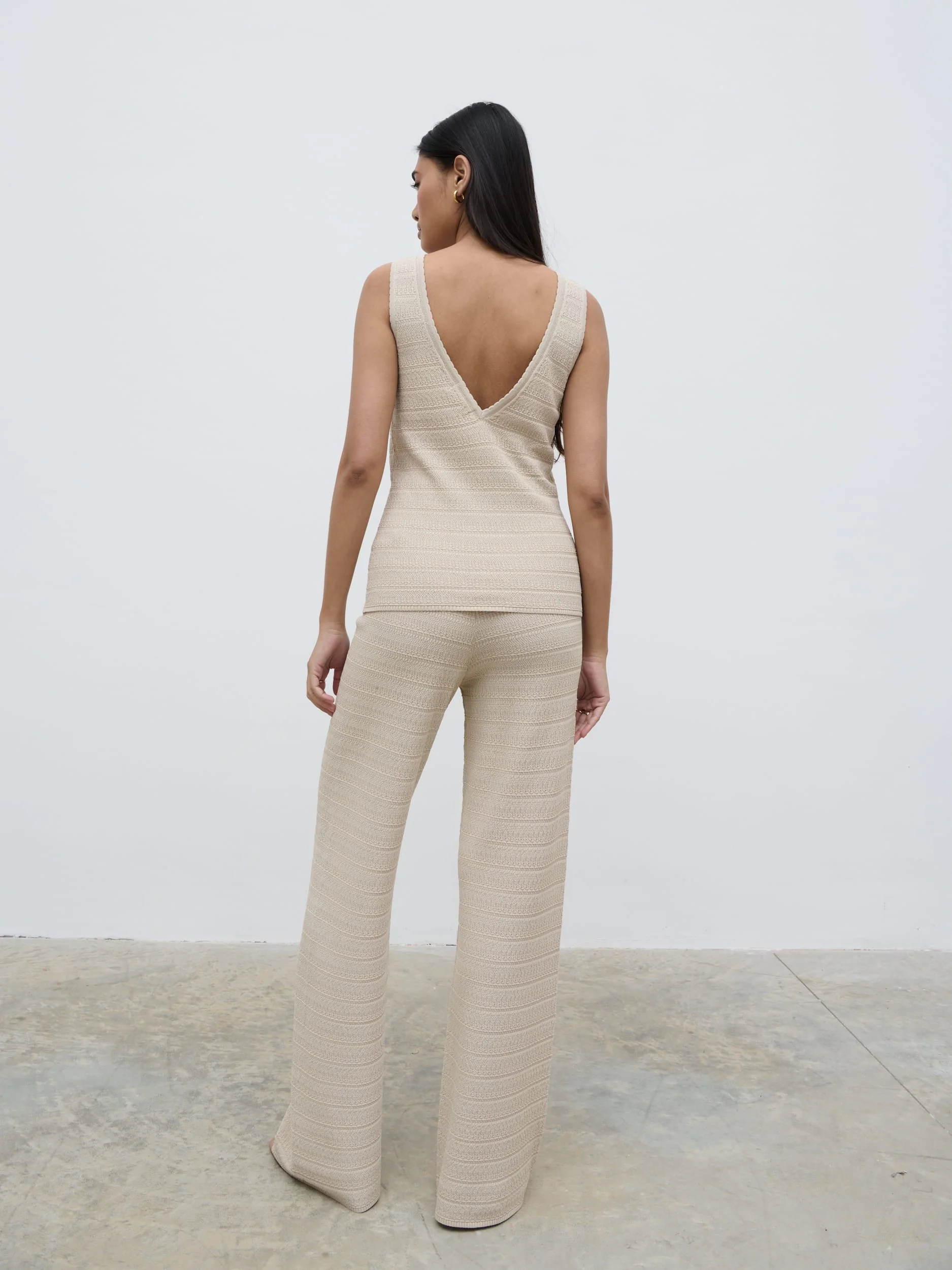 Bridget Crochet Knit Top - Beige - Image 5