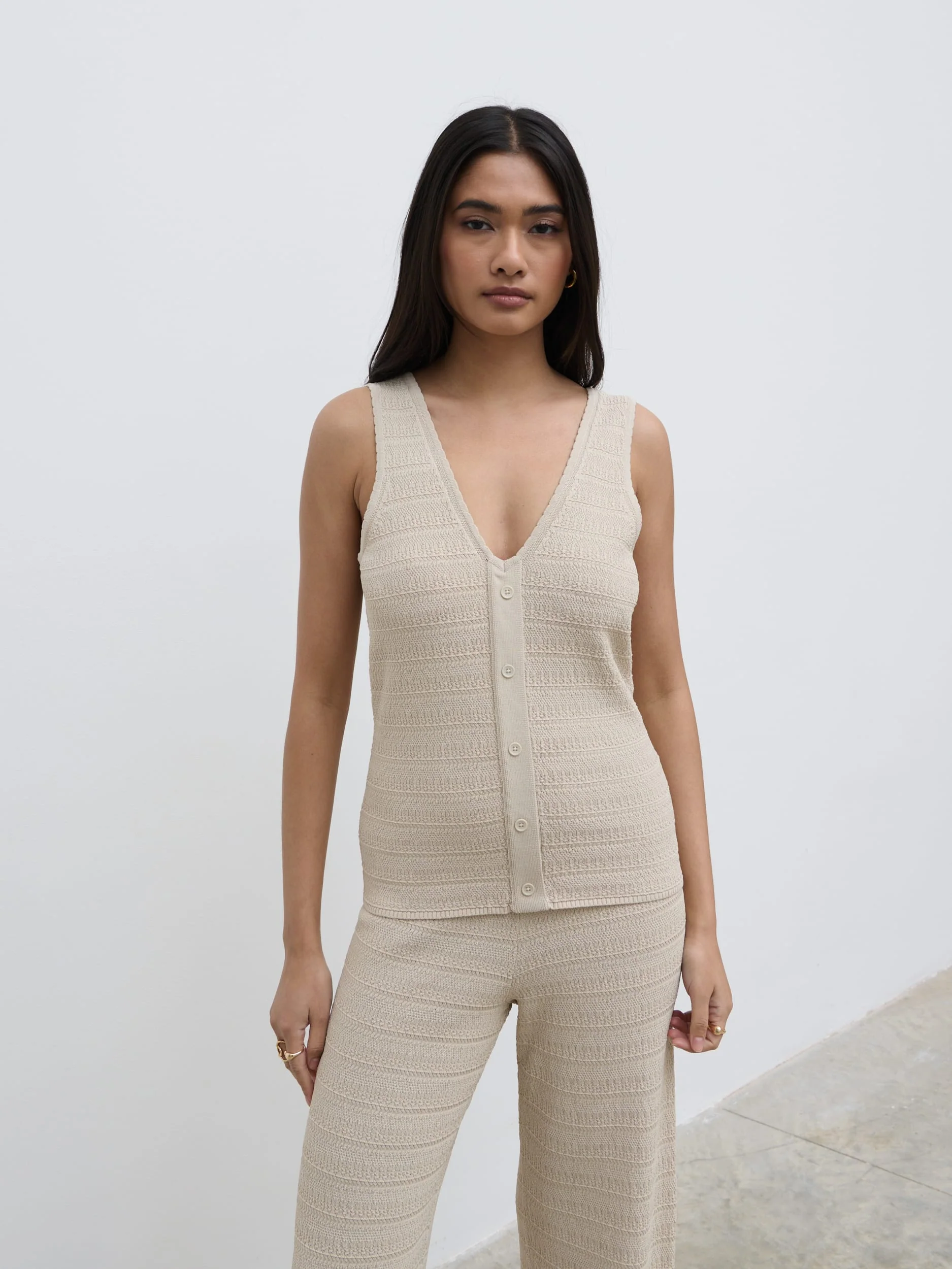 Bridget Crochet Knit Top - Beige - Image 6