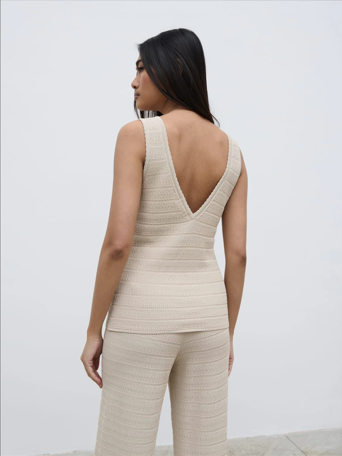 Bridget Crochet Knit Top - Beige - Image 7