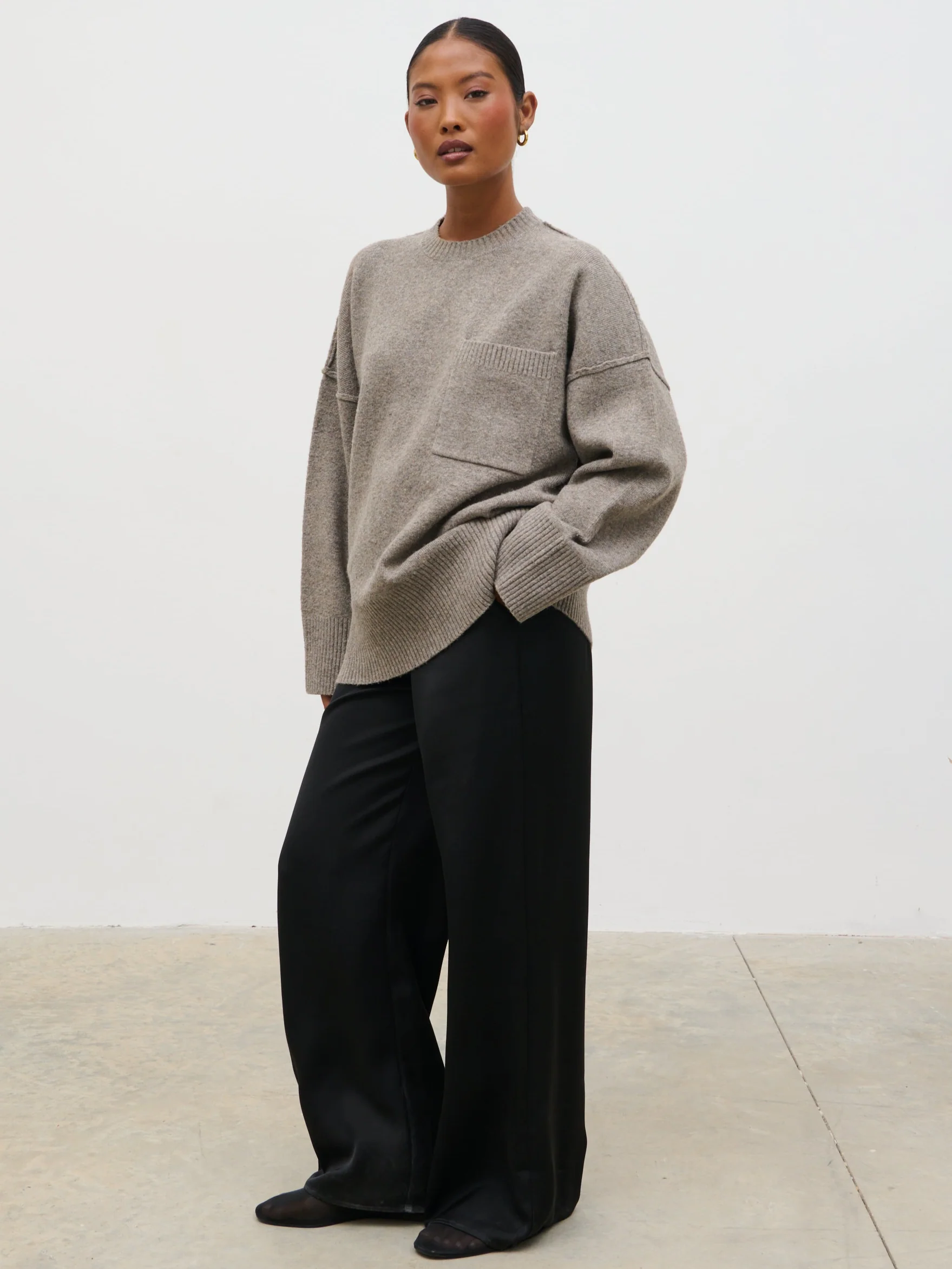 Bronte Pocket Knit Jumper - Greige
