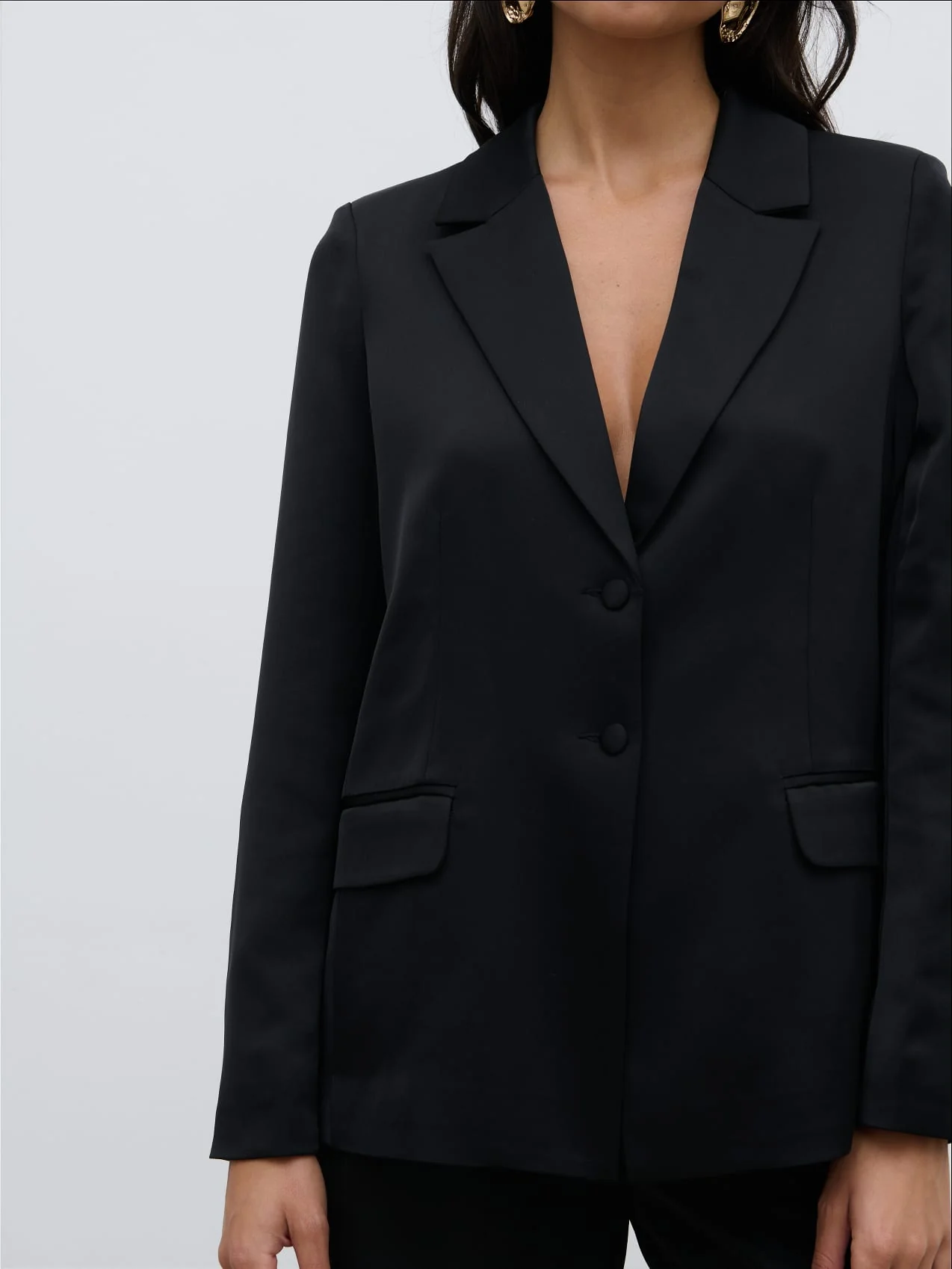 Callie Satin Blazer - Black - Image 3