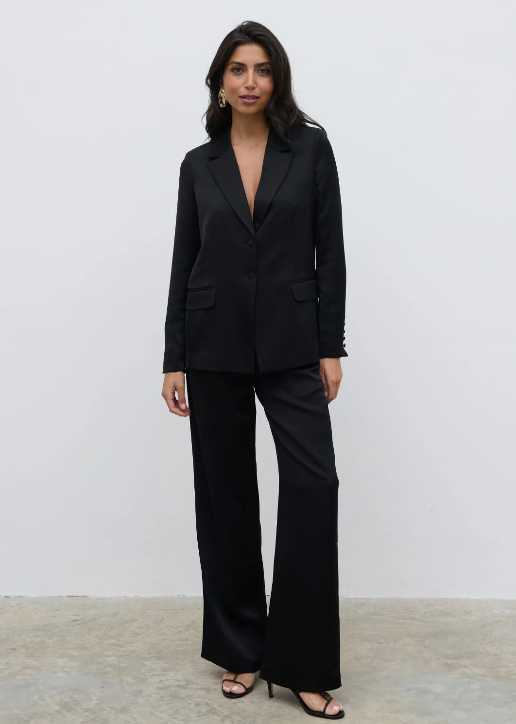 Callie Satin Blazer - Black - Image 4