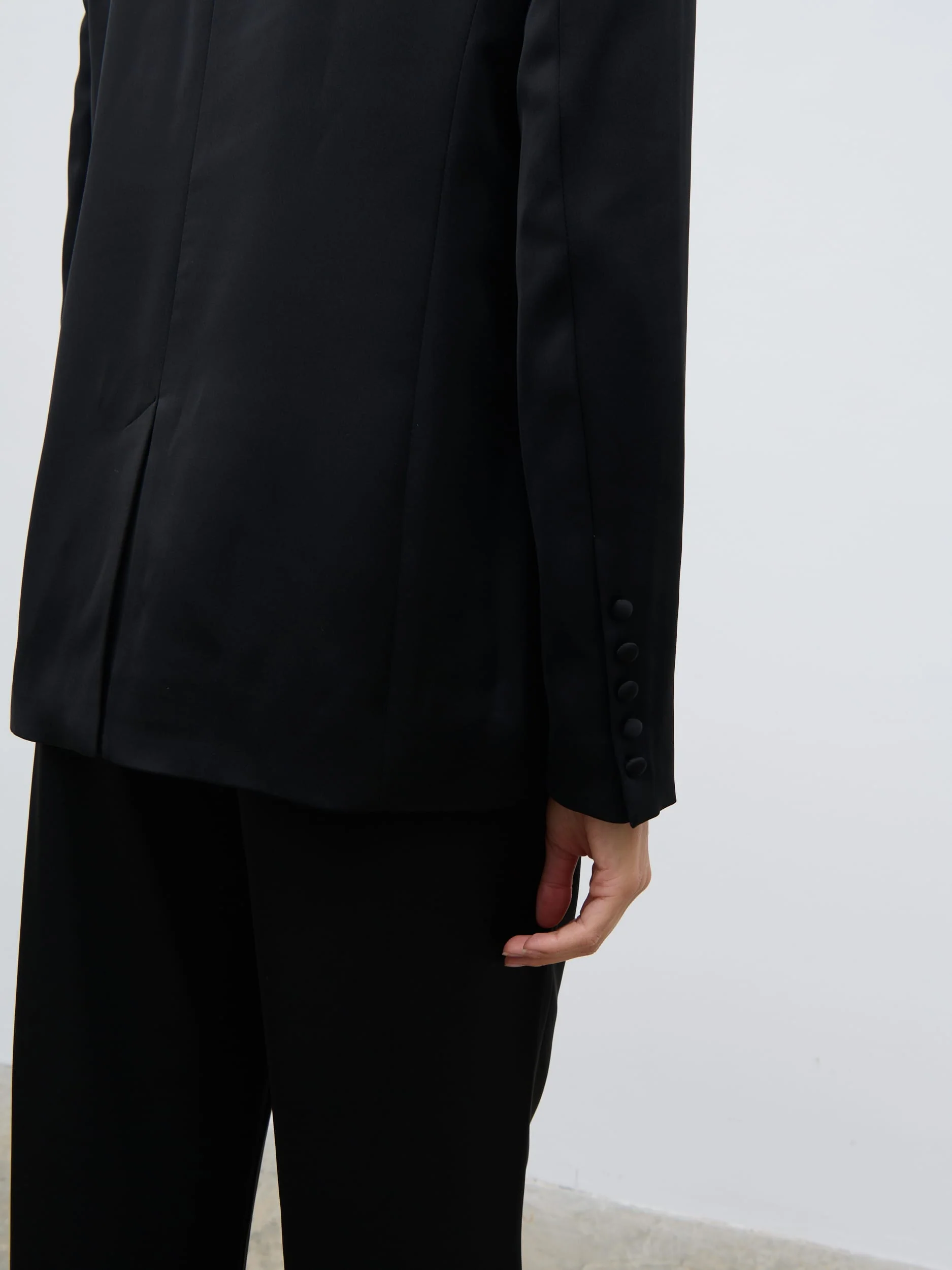 Callie Satin Blazer - Black - Image 7