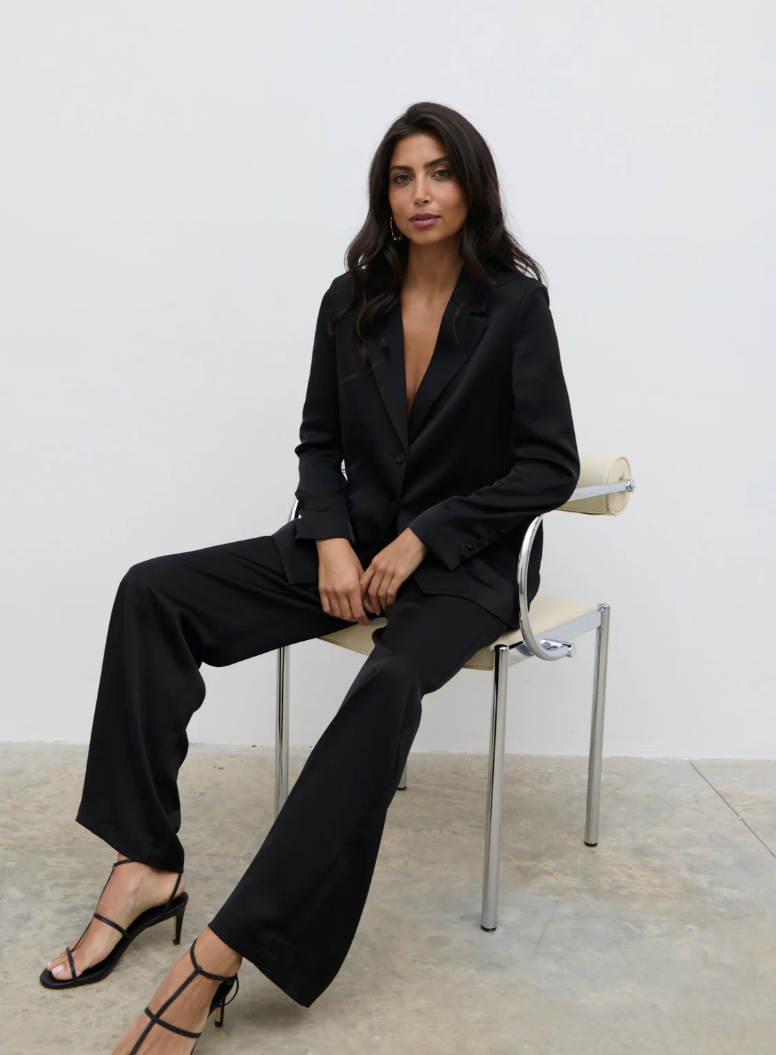 Callie Satin Blazer - Black - Image 8
