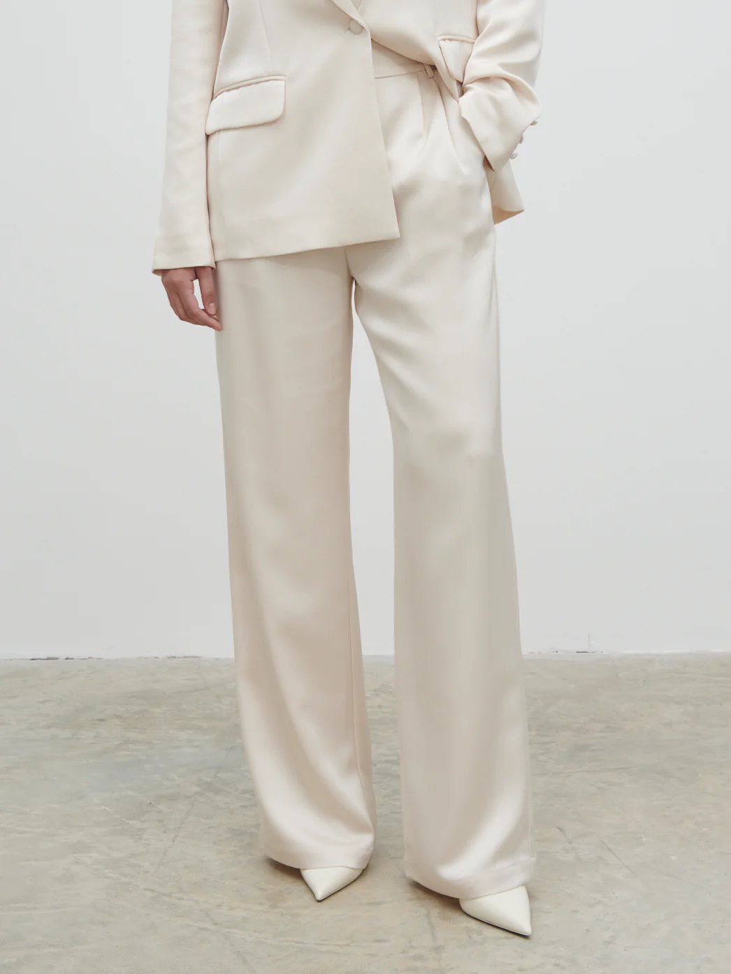 Callie Satin Suit Trousers - Ivory - Image 5