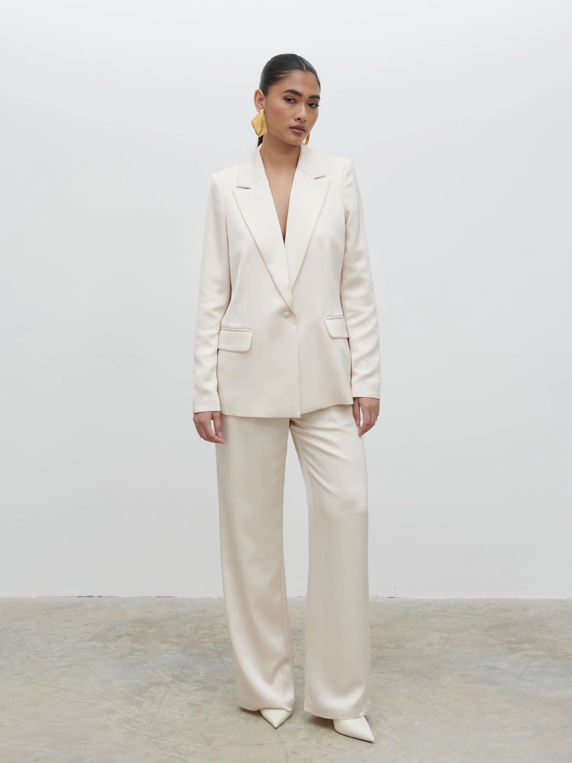 Callie Satin Suit Trousers - Ivory - Image 7