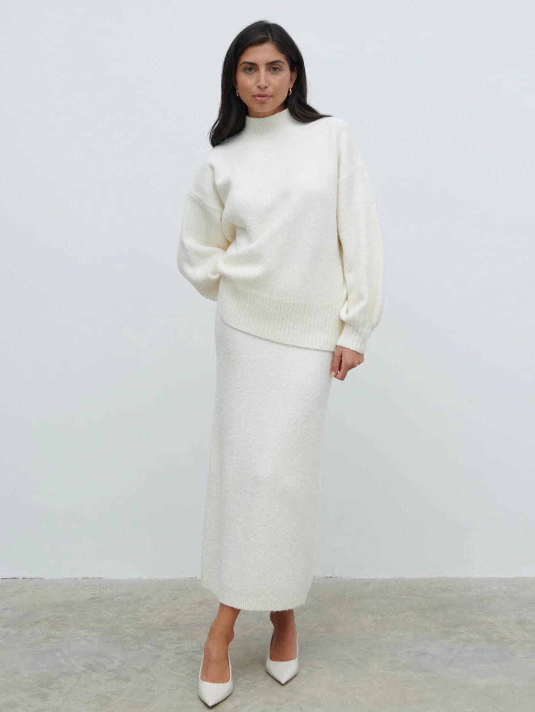 Camille Midaxi Knit Skirt - Cream - Image 3