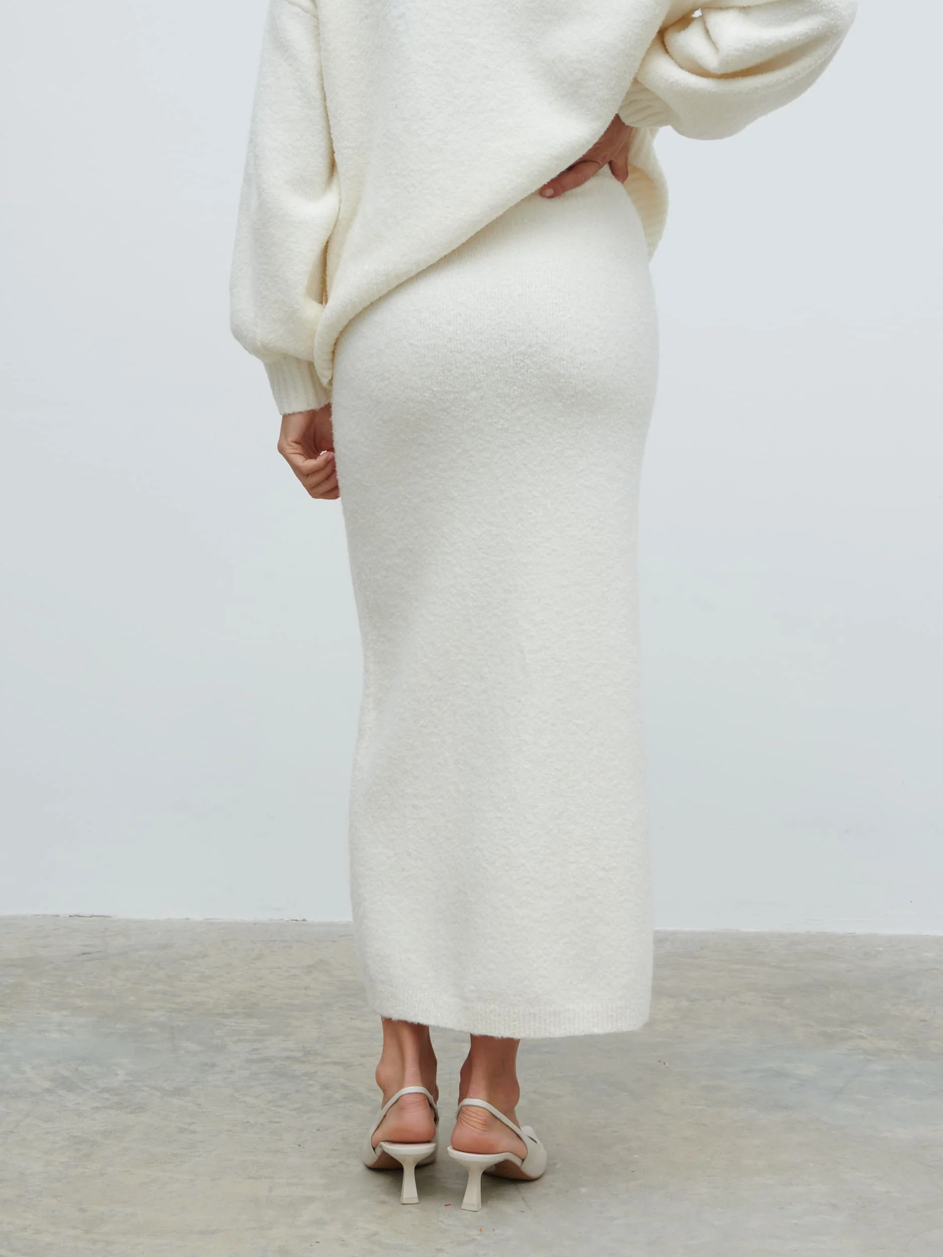 Camille Midaxi Knit Skirt - Cream - Image 4