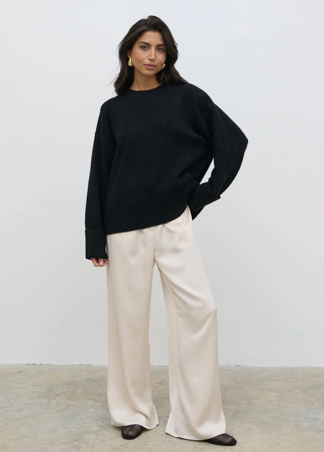 Camille Oversized Borg Jumper - Black - Image 2