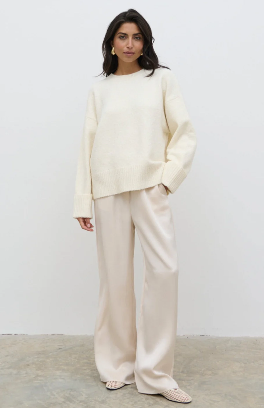 Camille Oversized Borg Jumper - Cream