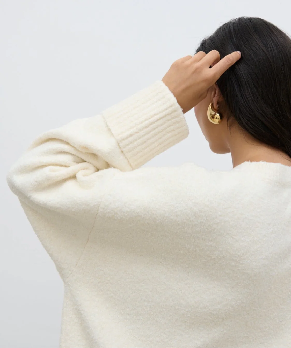 Camille Oversized Borg Jumper - Cream - Image 2