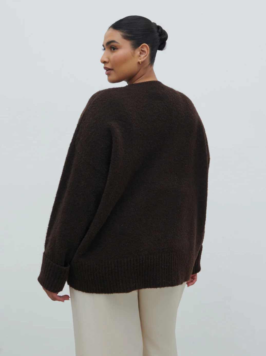 Camille Oversized Borg Jumper Curve - Brown - Image 4